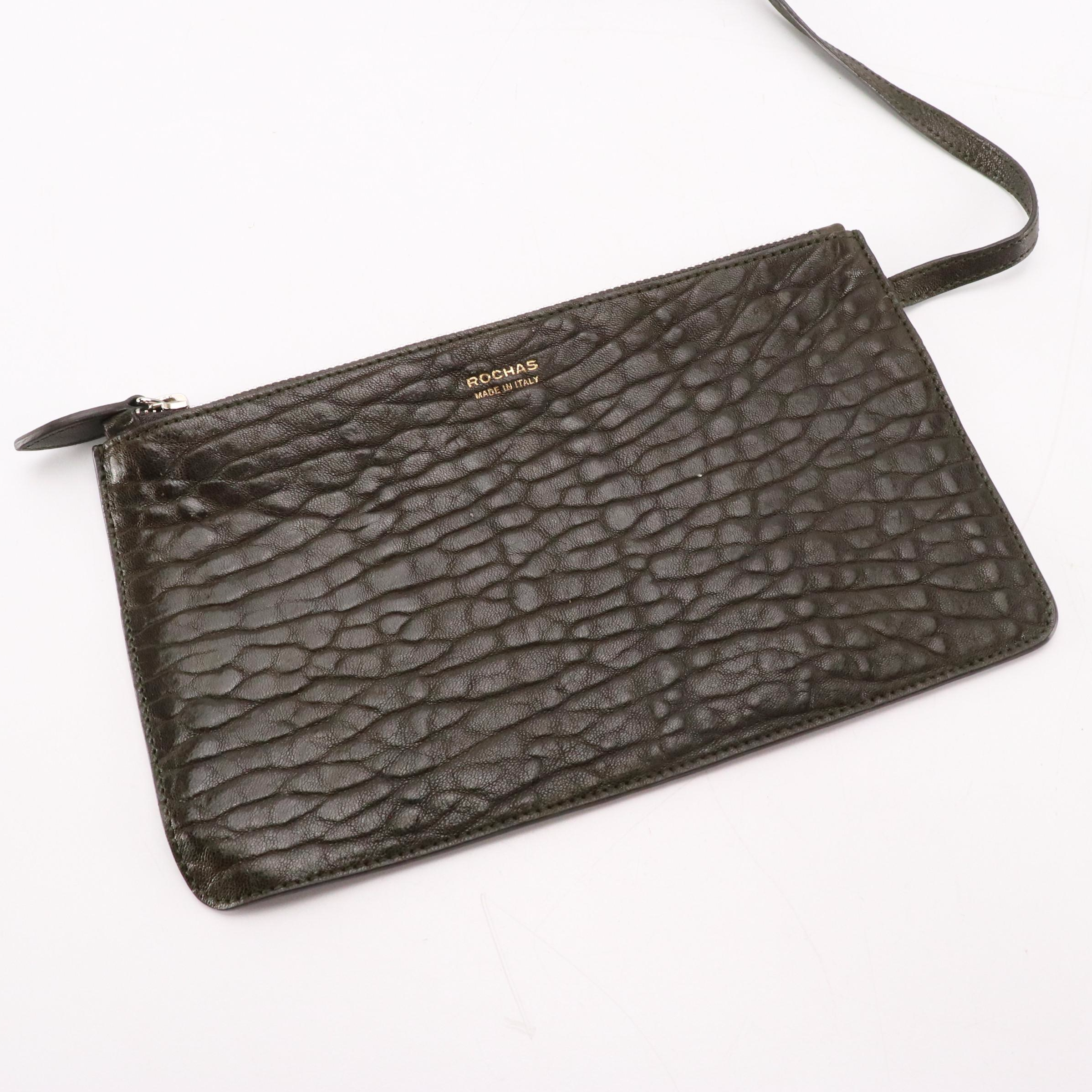 Rochas Embossed Leather Tote and Zip Pouch