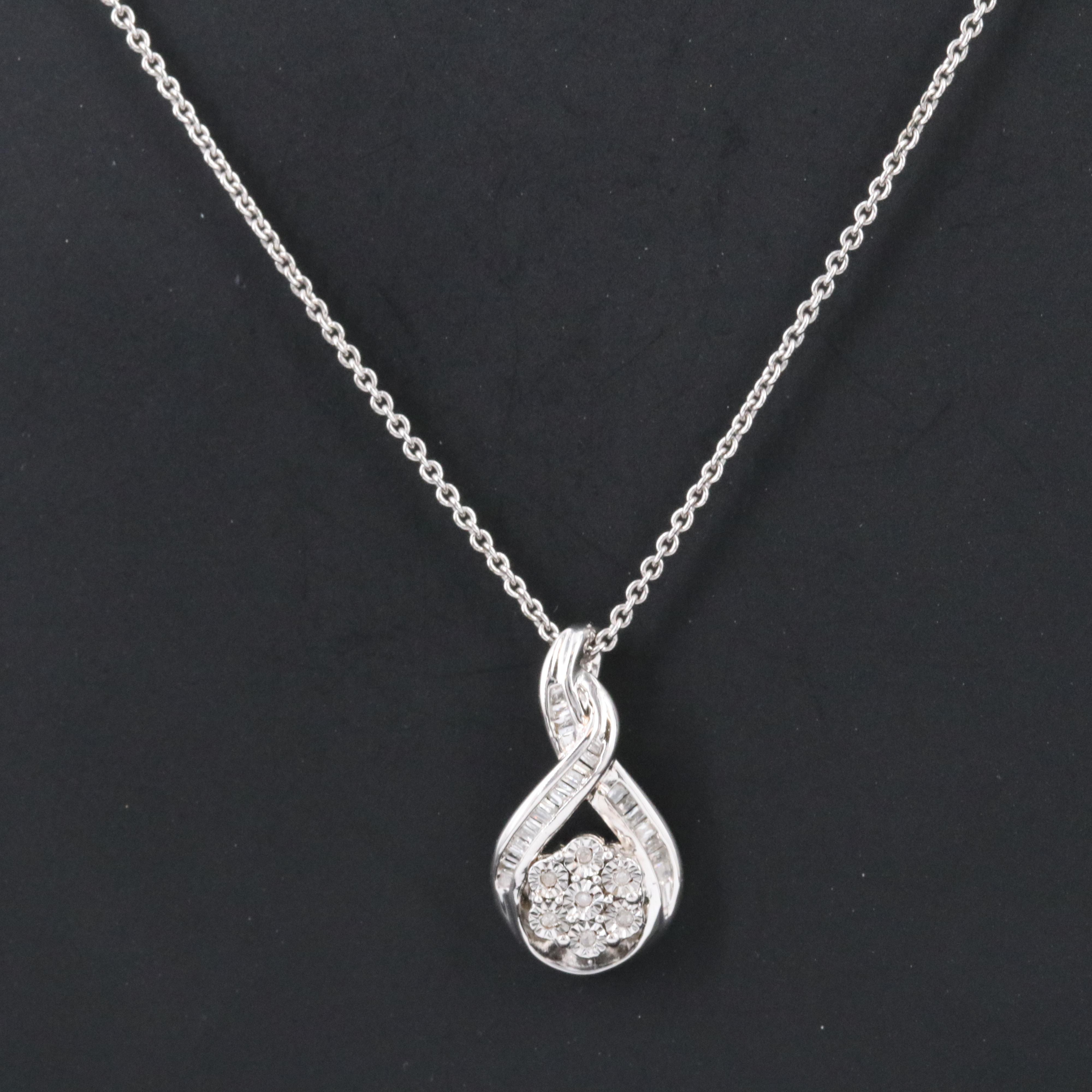 Sterling Diamond Pendant Necklace