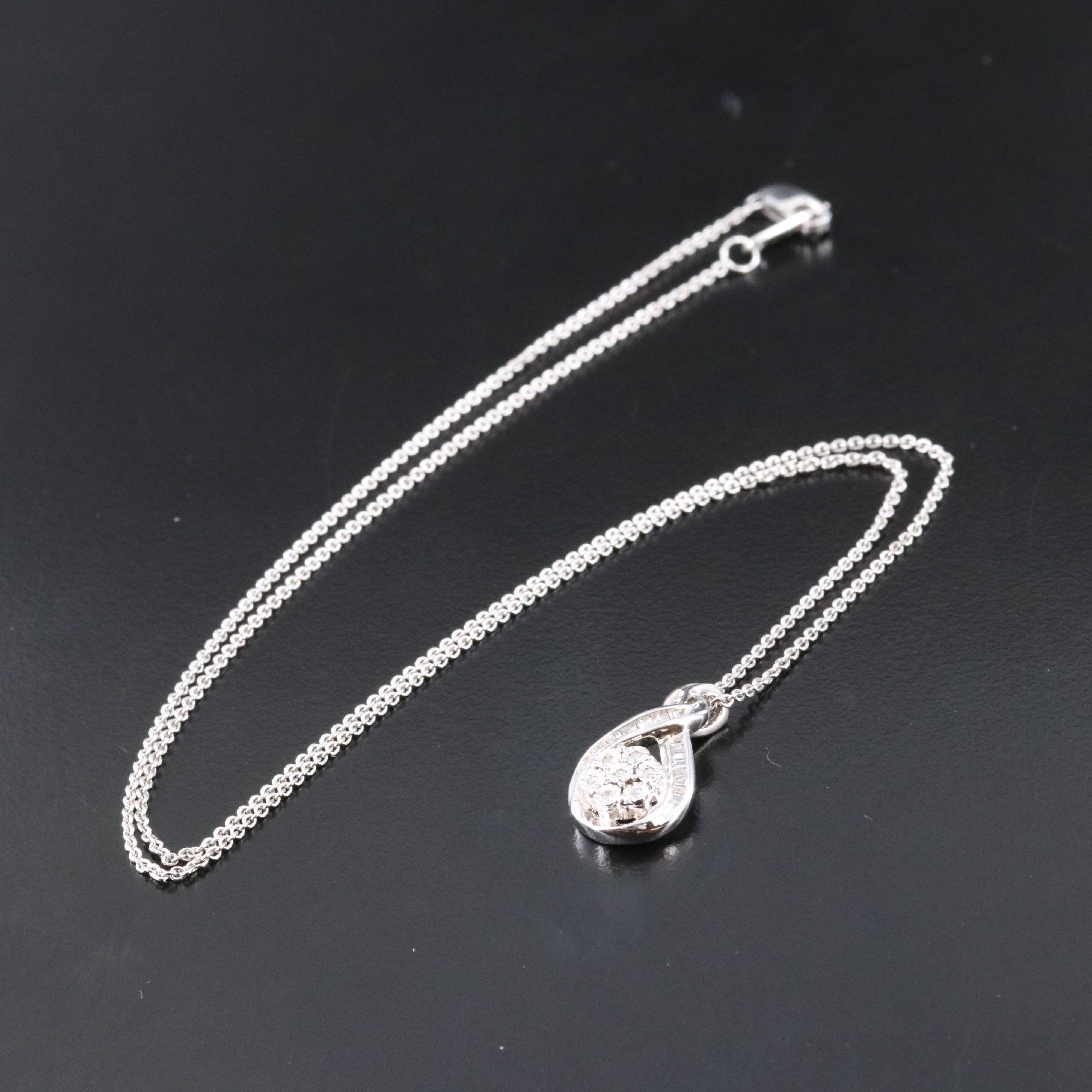 Sterling Diamond Pendant Necklace
