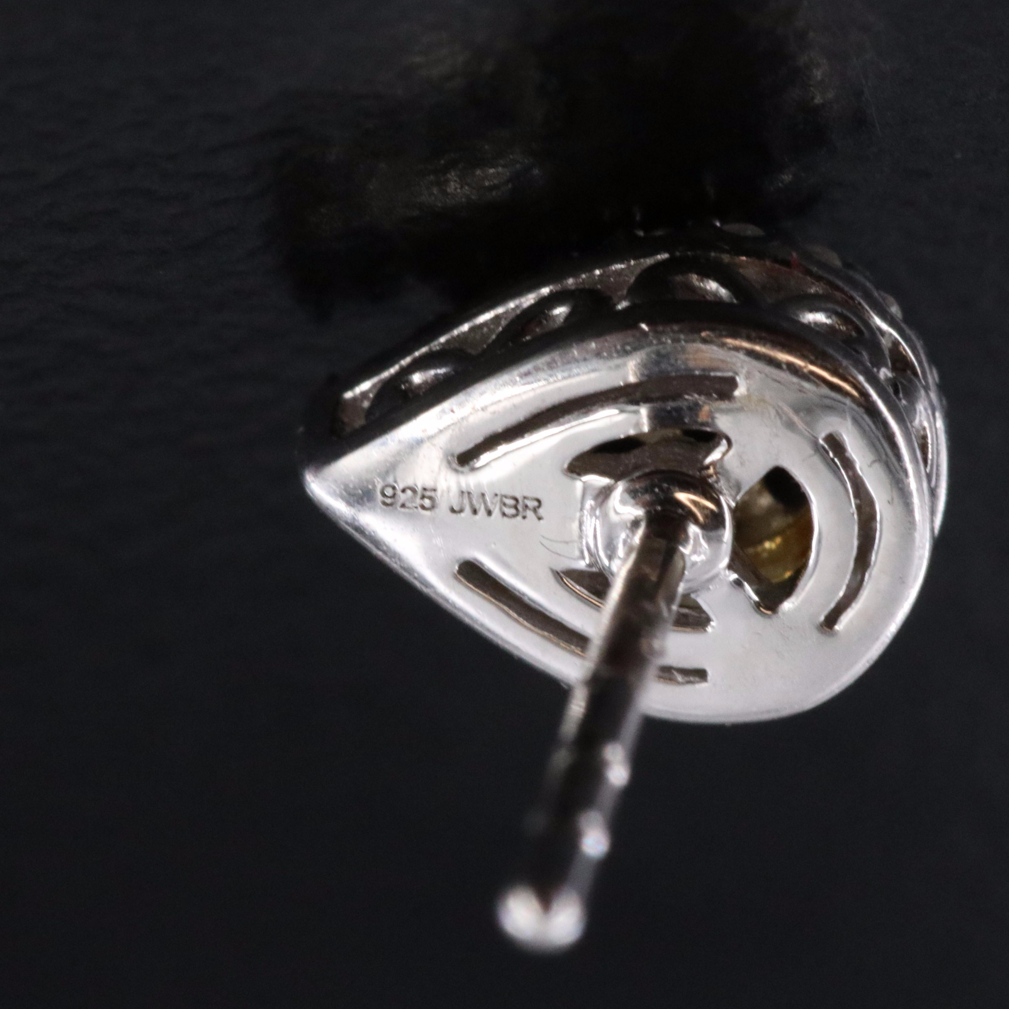 Sterling Diamond Stud Earrings Including Fancy Black Diamonds