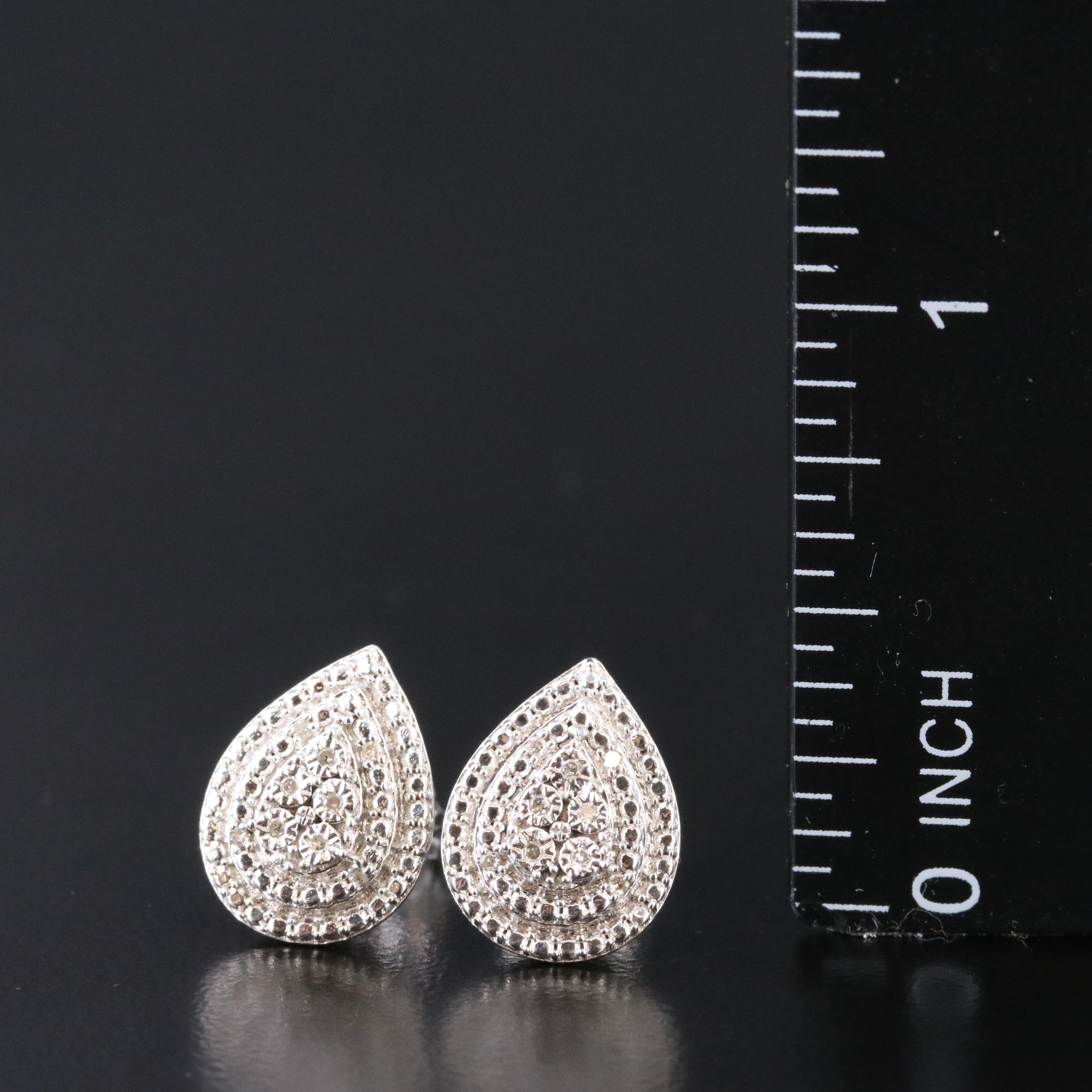 Sterling Diamond Pendant Necklace and Earrings