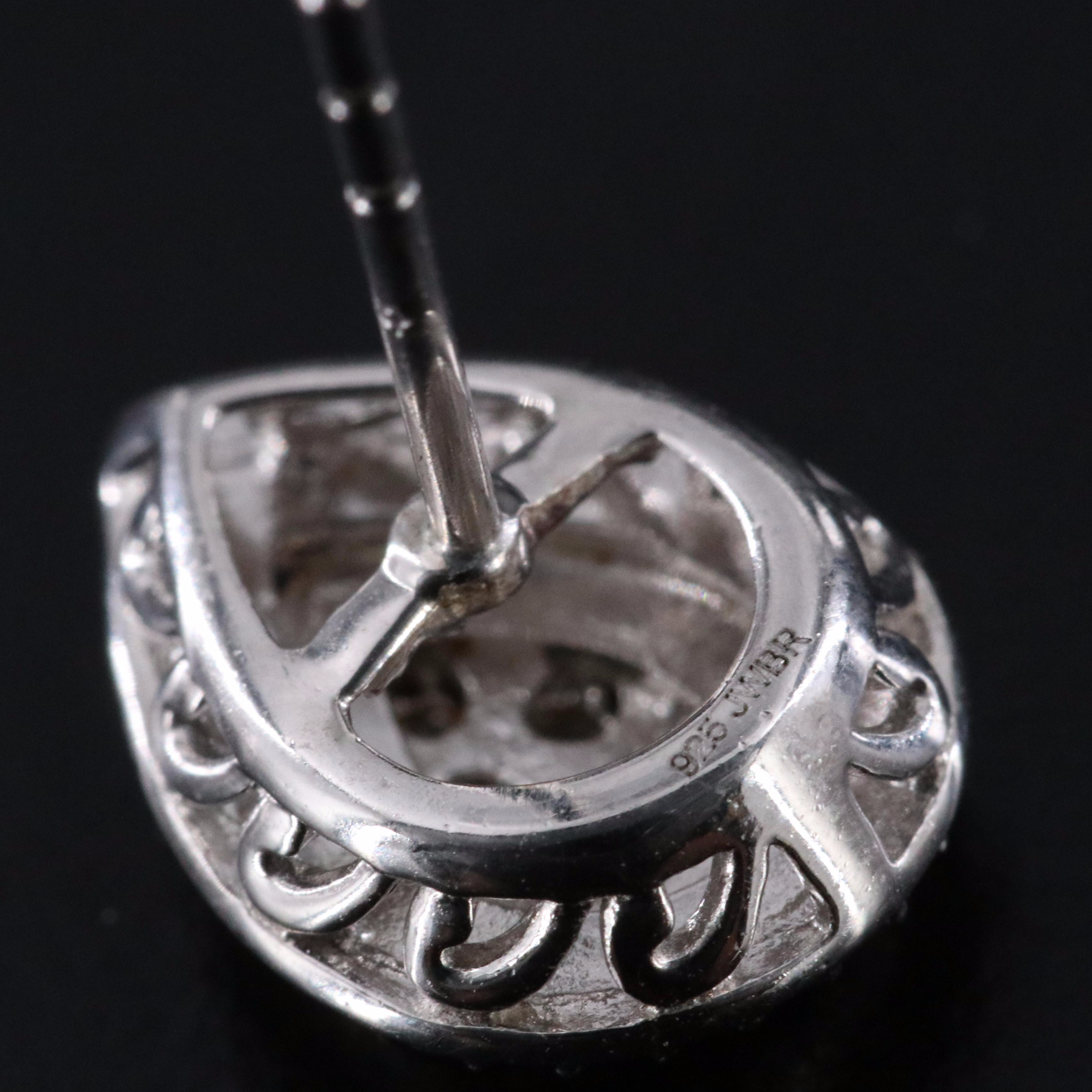 Sterling Diamond Pendant Necklace and Earrings