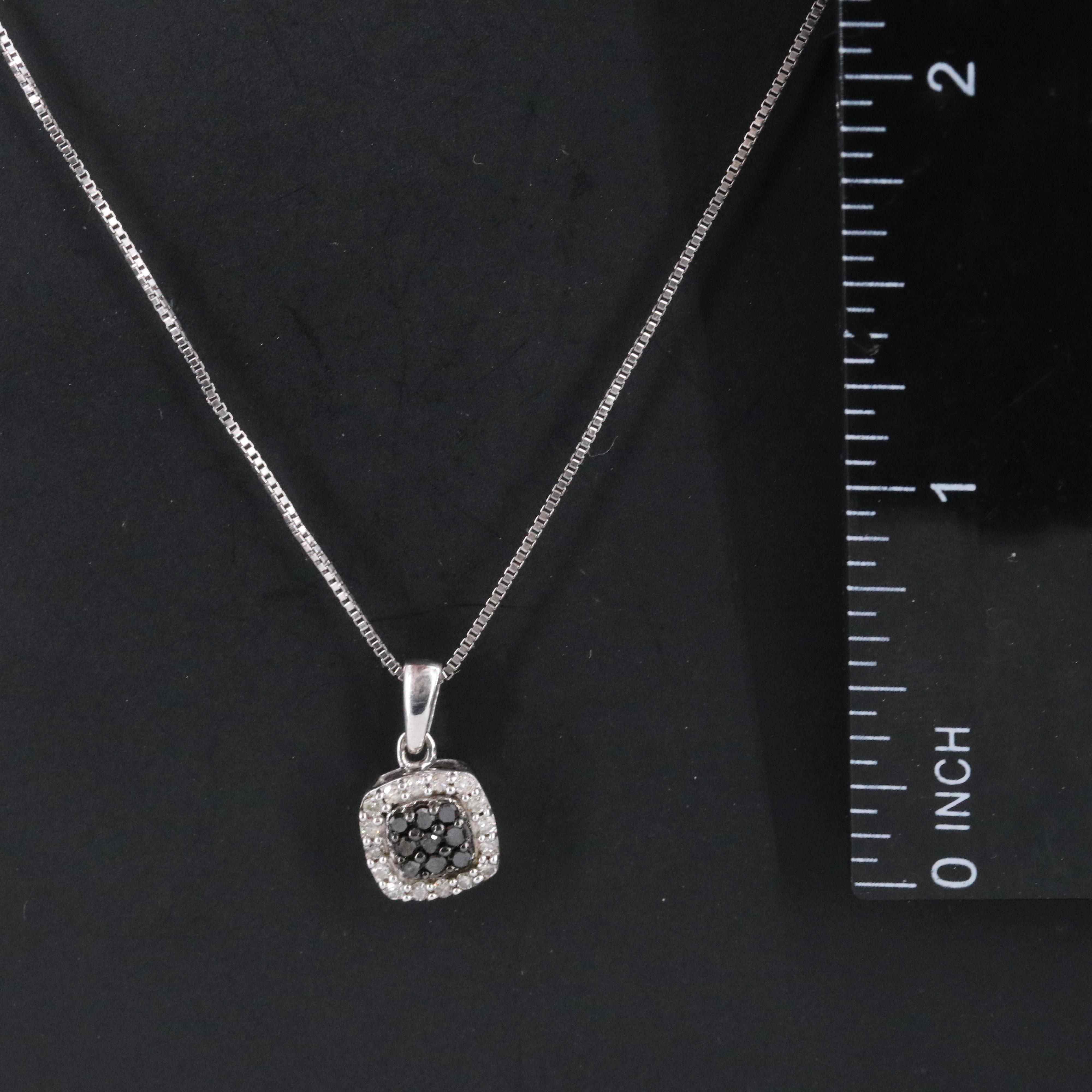 Sterling Diamond Pendant Necklace Including Fancy Black Diamonds