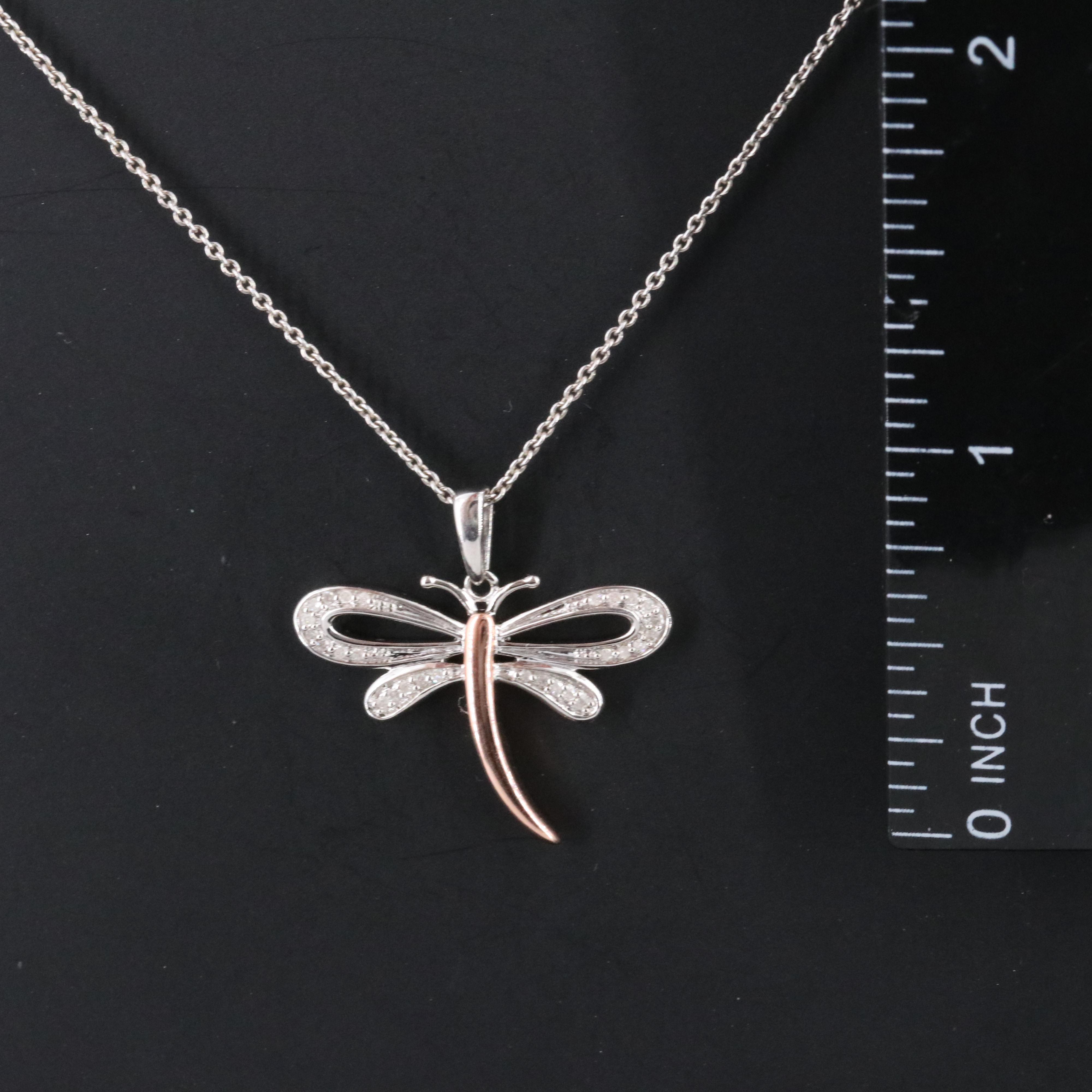 Sterling Diamond Dragonfly Pendant Necklace