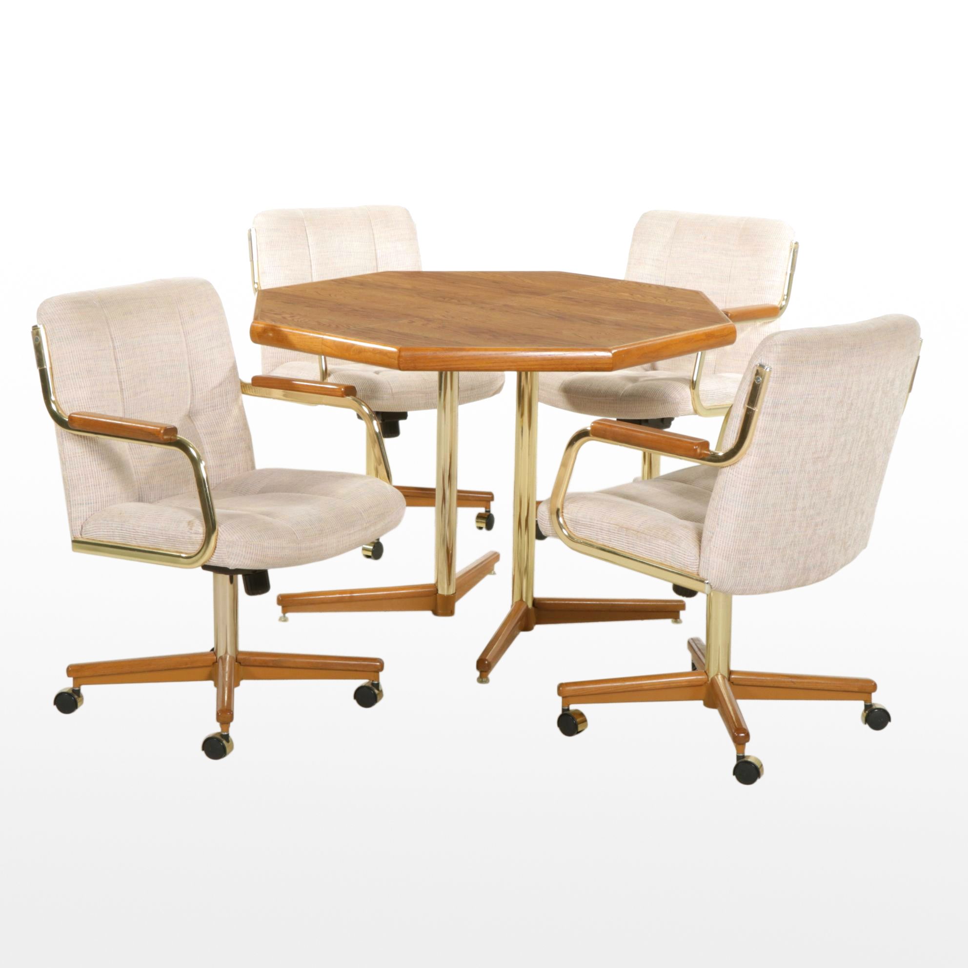 Chromcraft Modernist Octagonal Dining or Games Table with Four Chairs