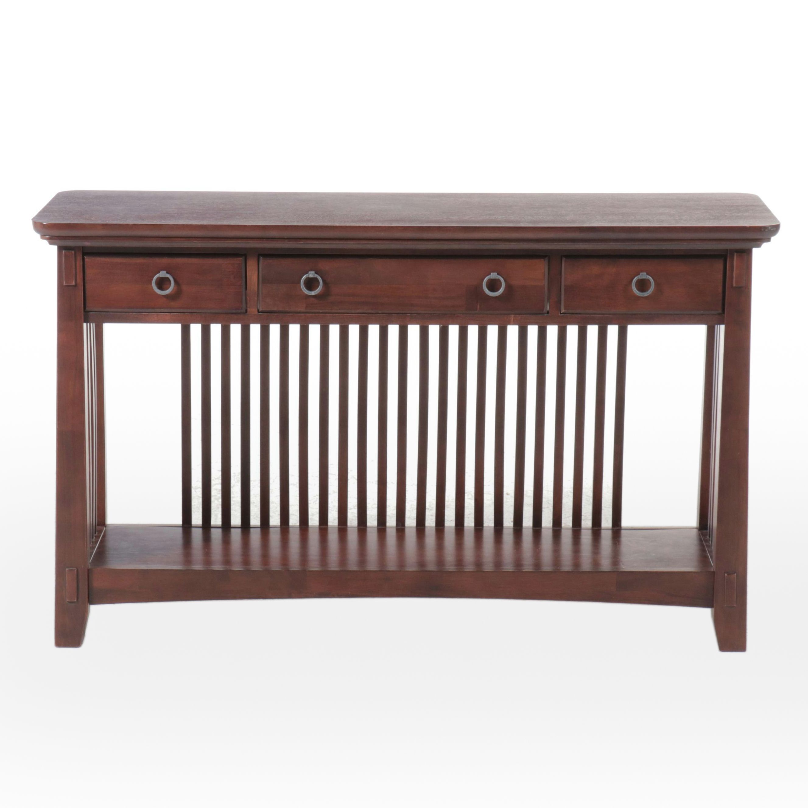 American Signature Craftsman Style Mahogany Console Table