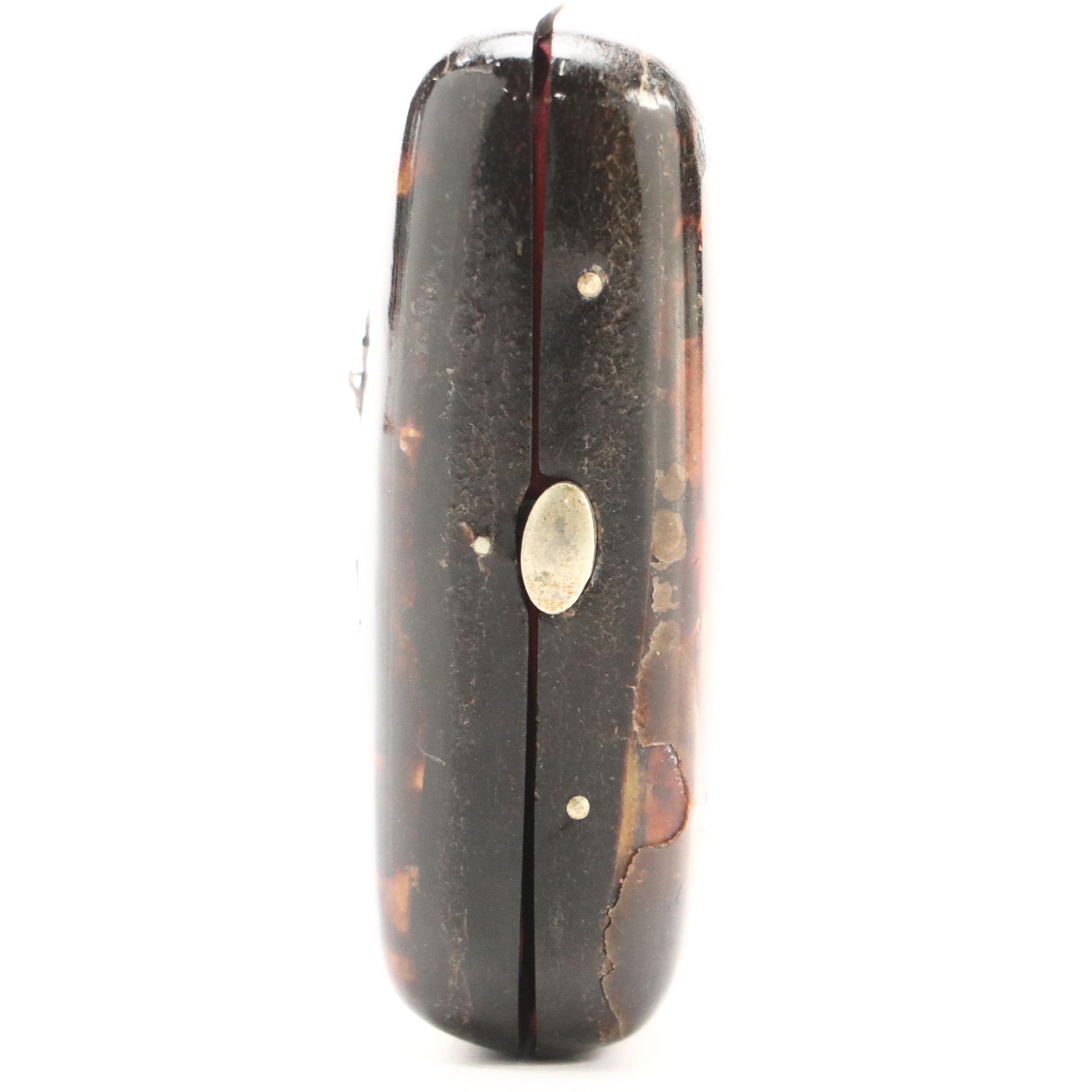 Continental European Victorian Tortoiseshell and Silver Inlay Coin Purse