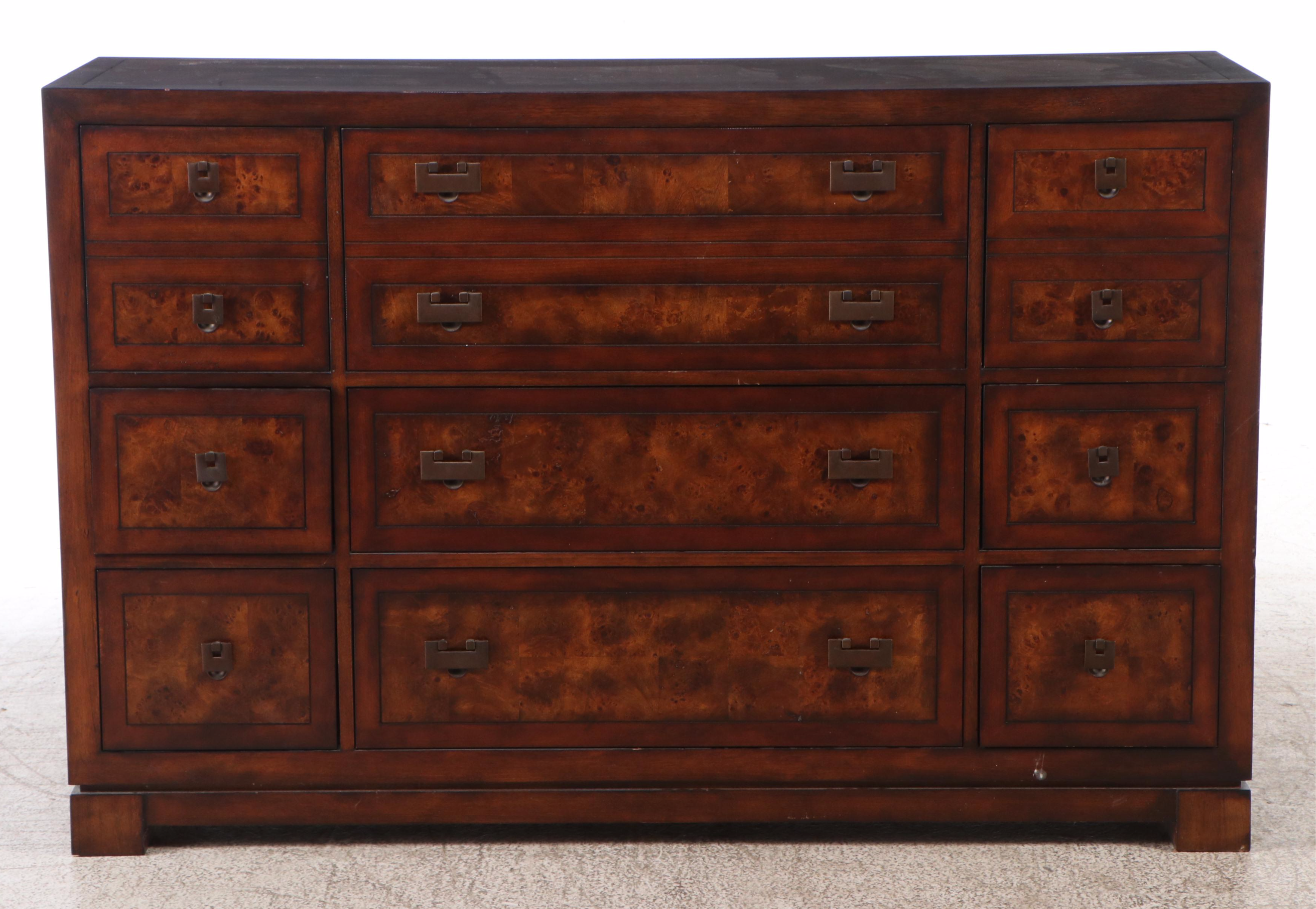 Monq Chinese Style Burl Wood Two-Part Chest