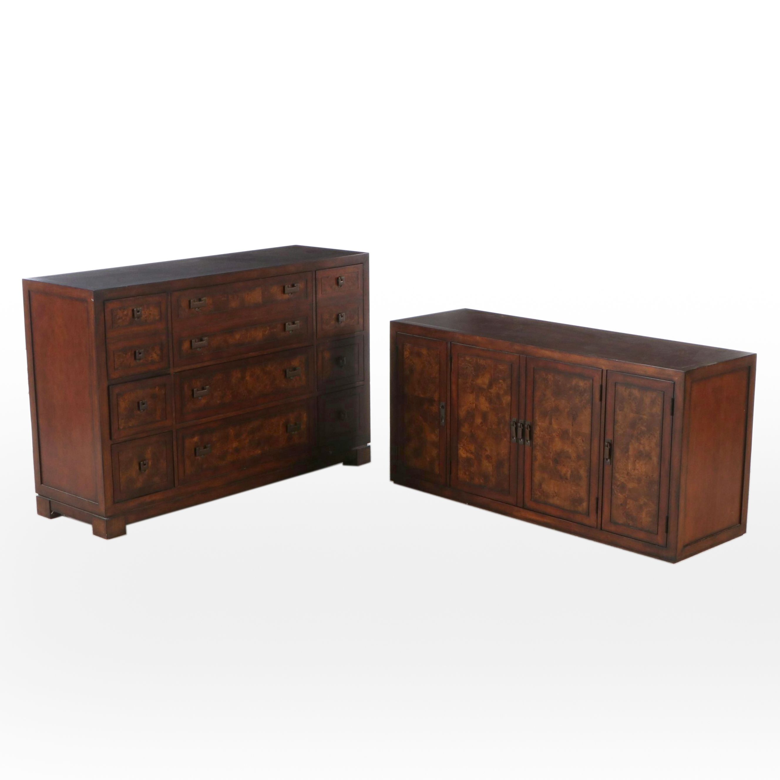 Monq Chinese Style Burl Wood Two-Part Chest