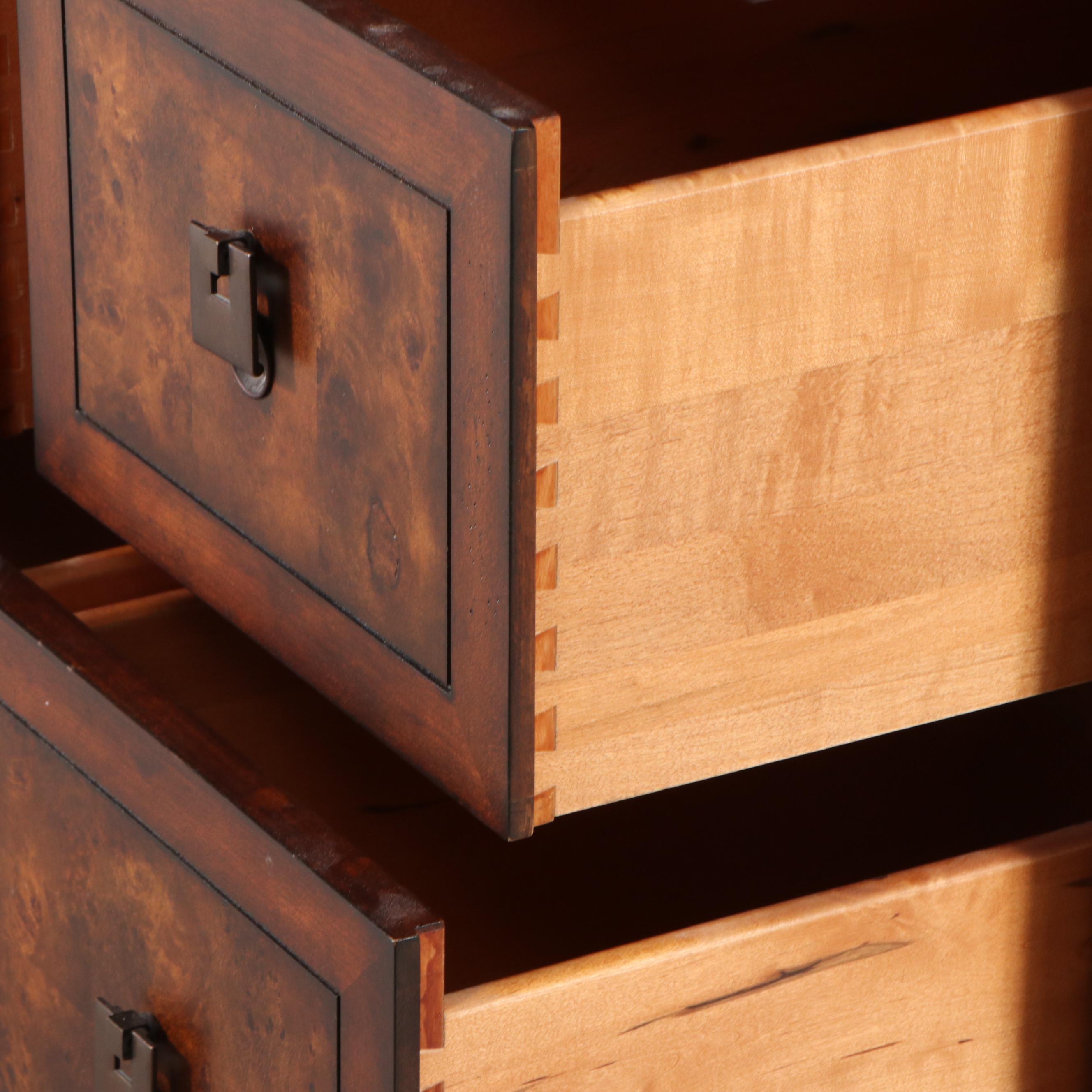 Monq Chinese Style Burl Wood Two-Part Chest