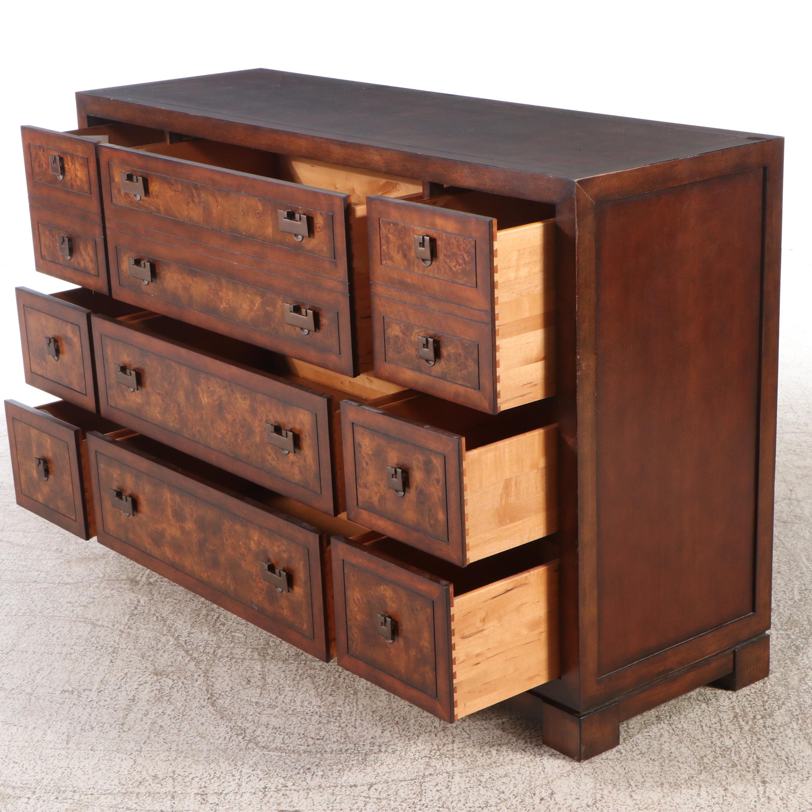 Monq Chinese Style Burl Wood Two-Part Chest
