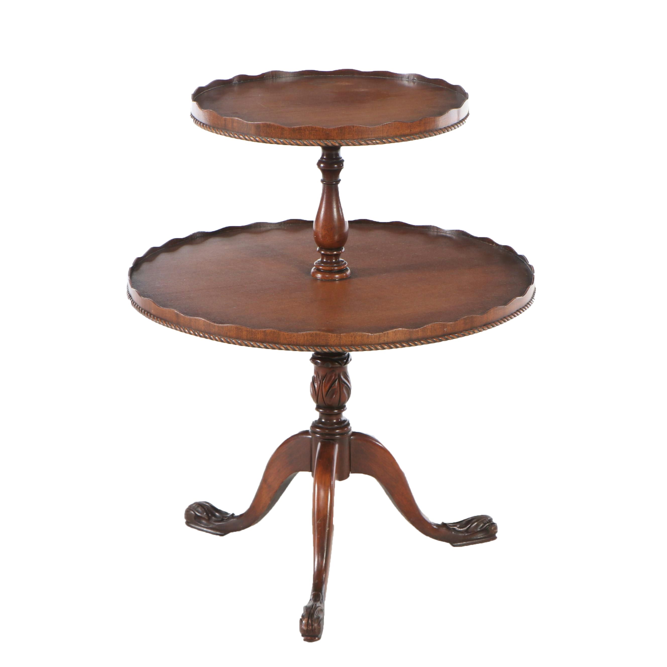 Georgian Style Mahogany Two-Tiered Dumbwaiter, 20th Century
