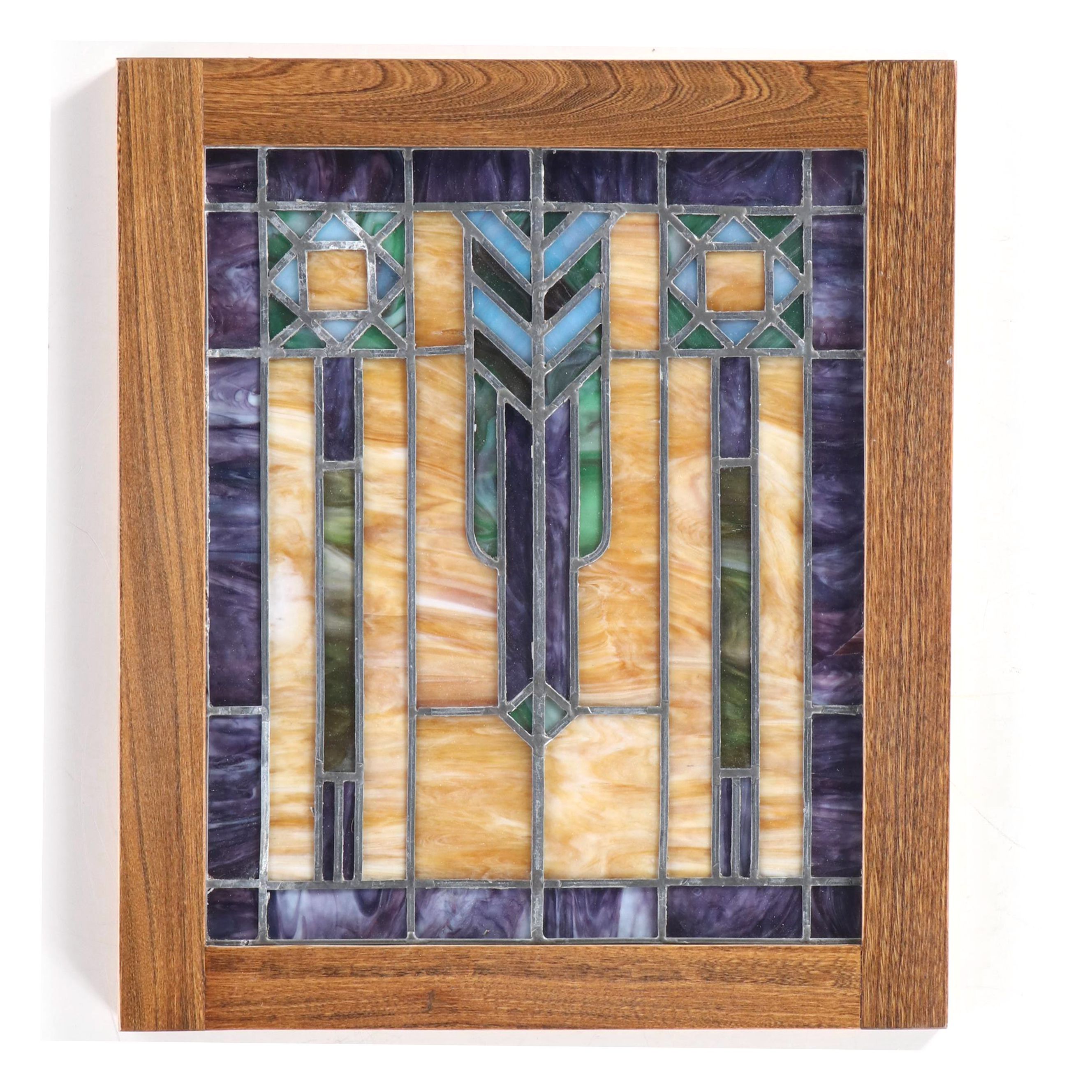 Art and Crafts Style Slag Glass Window Panel