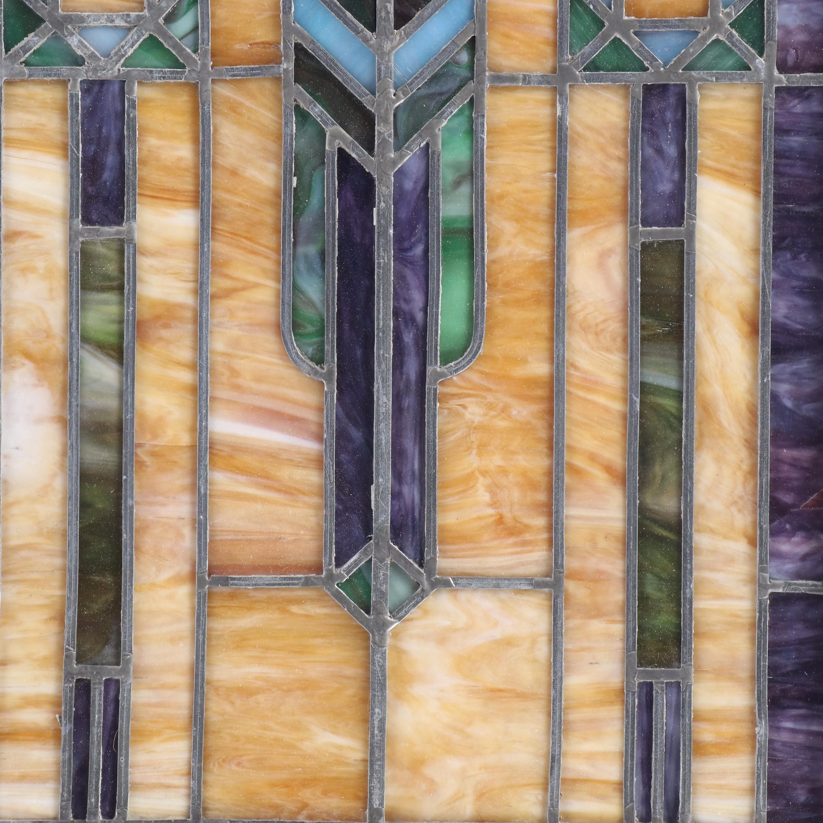 Art and Crafts Style Slag Glass Window Panel