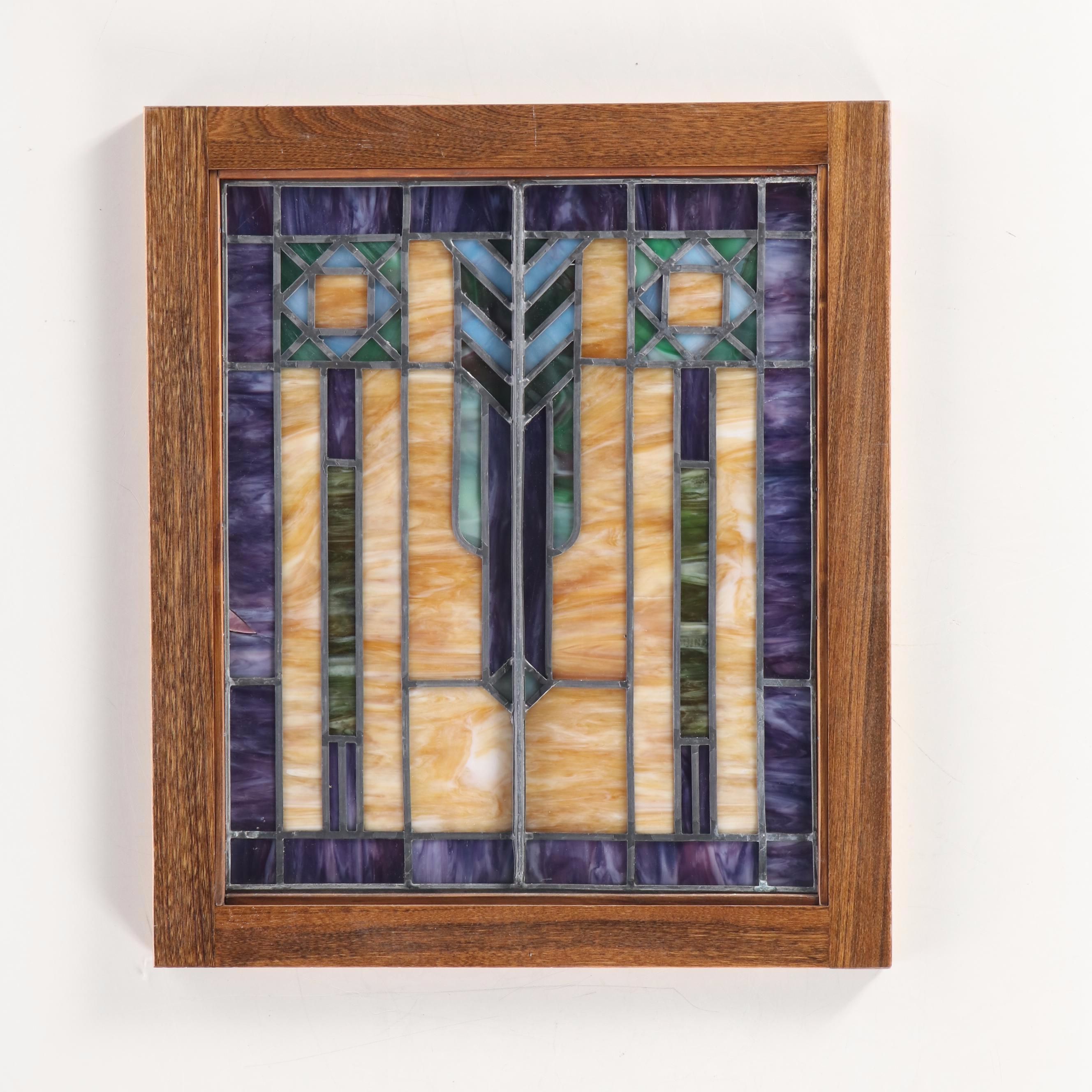 Art and Crafts Style Slag Glass Window Panel