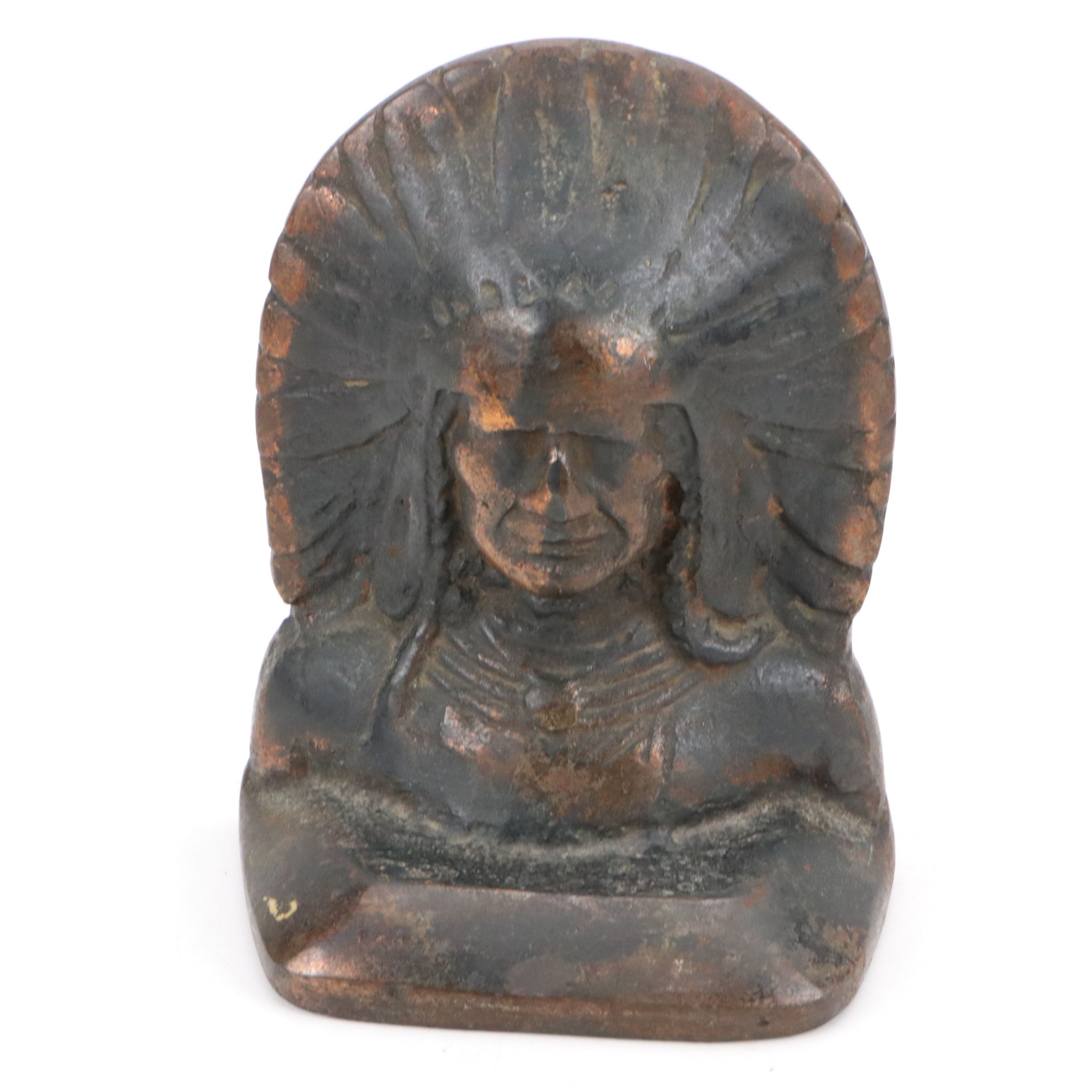 Pair of Cyprus Dallin "Appeal to the Great Spirit" Bookends with Other Doorstop