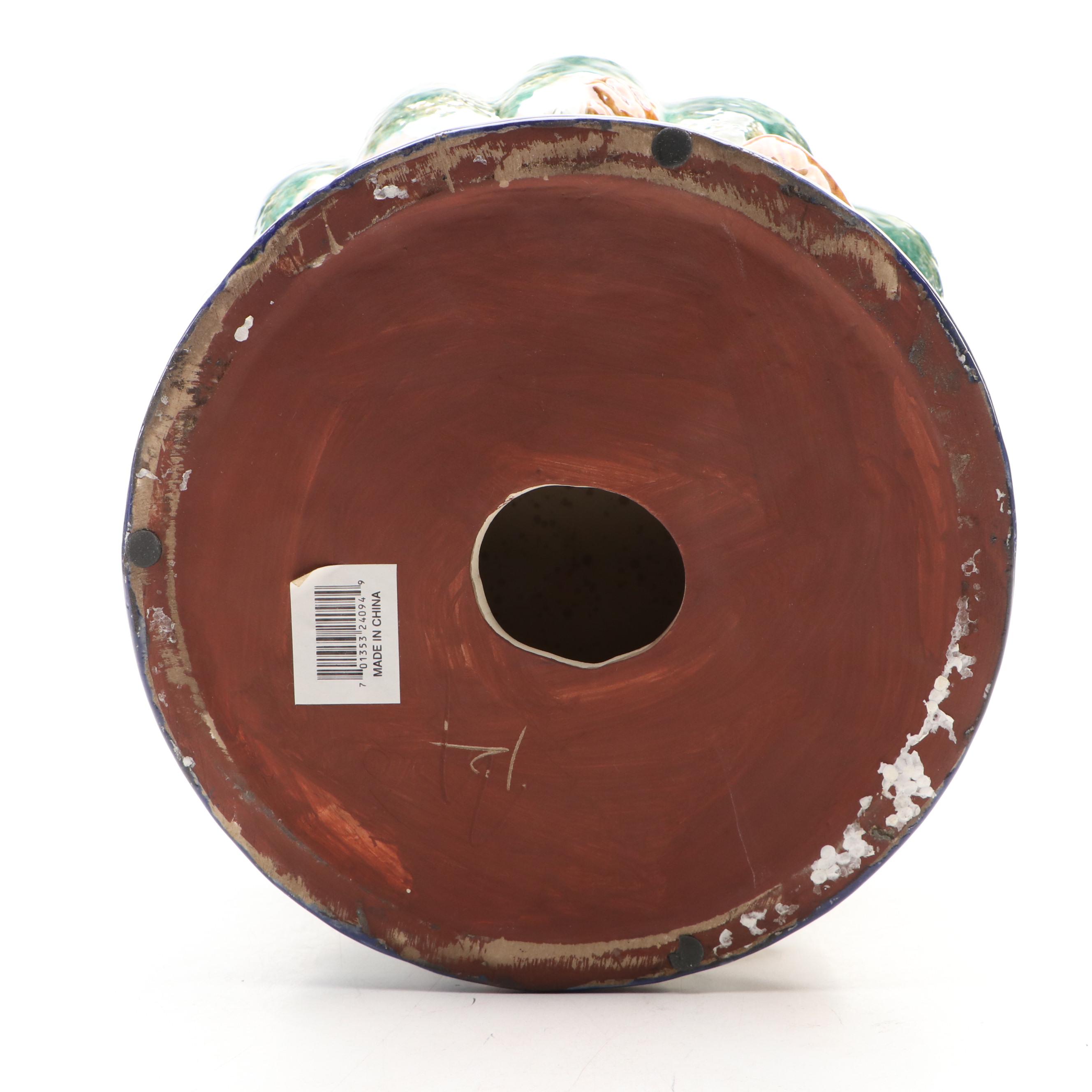 Majolica Style Monkey Centerpiece Bowl