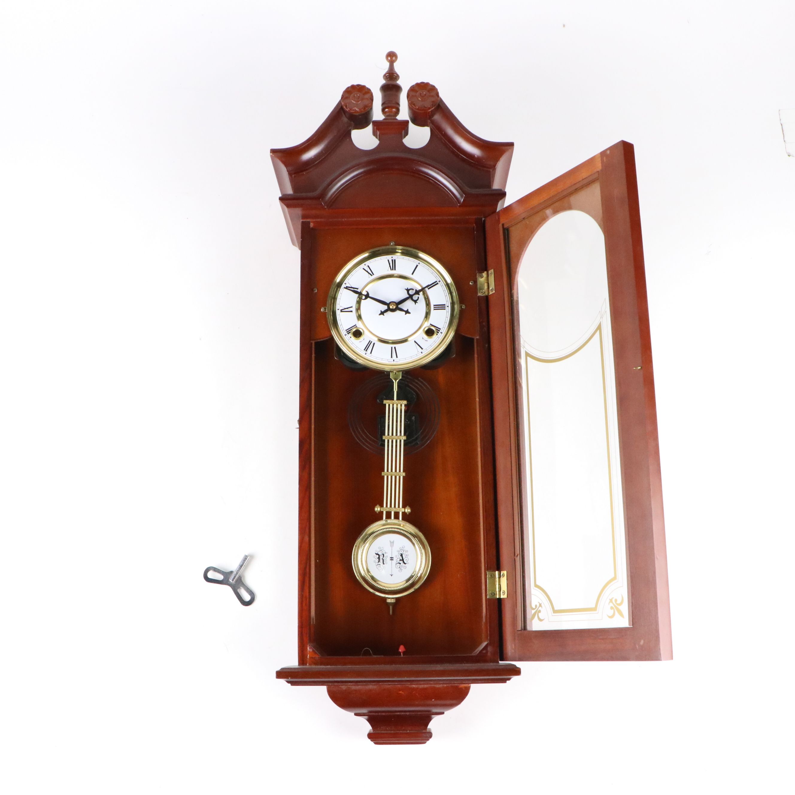 Louis XVI Style Wooden with Gilt Accents Wall Clock
