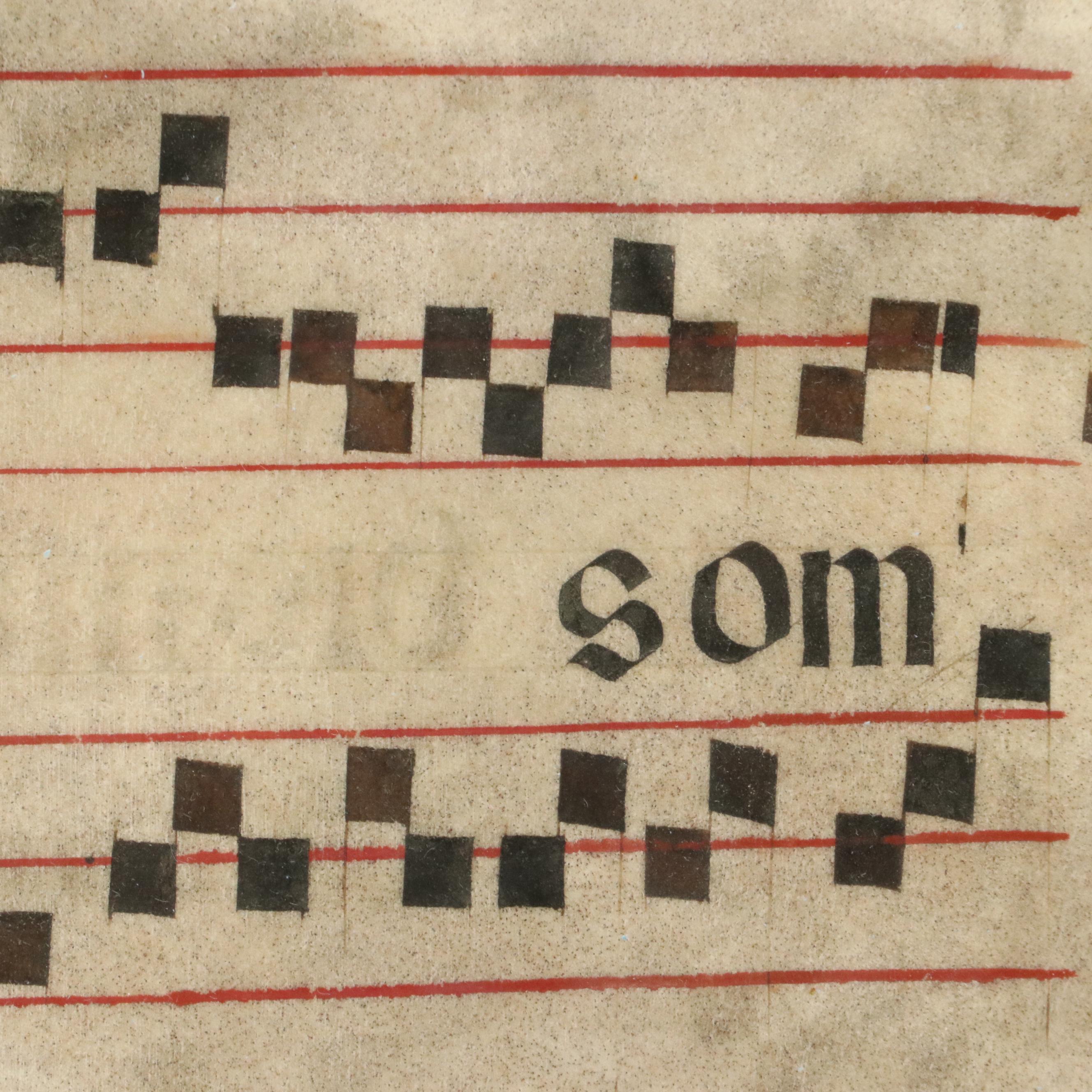Latin Antiphonal Manuscript Leaf on Animal Vellum, 18th Century or Earlier