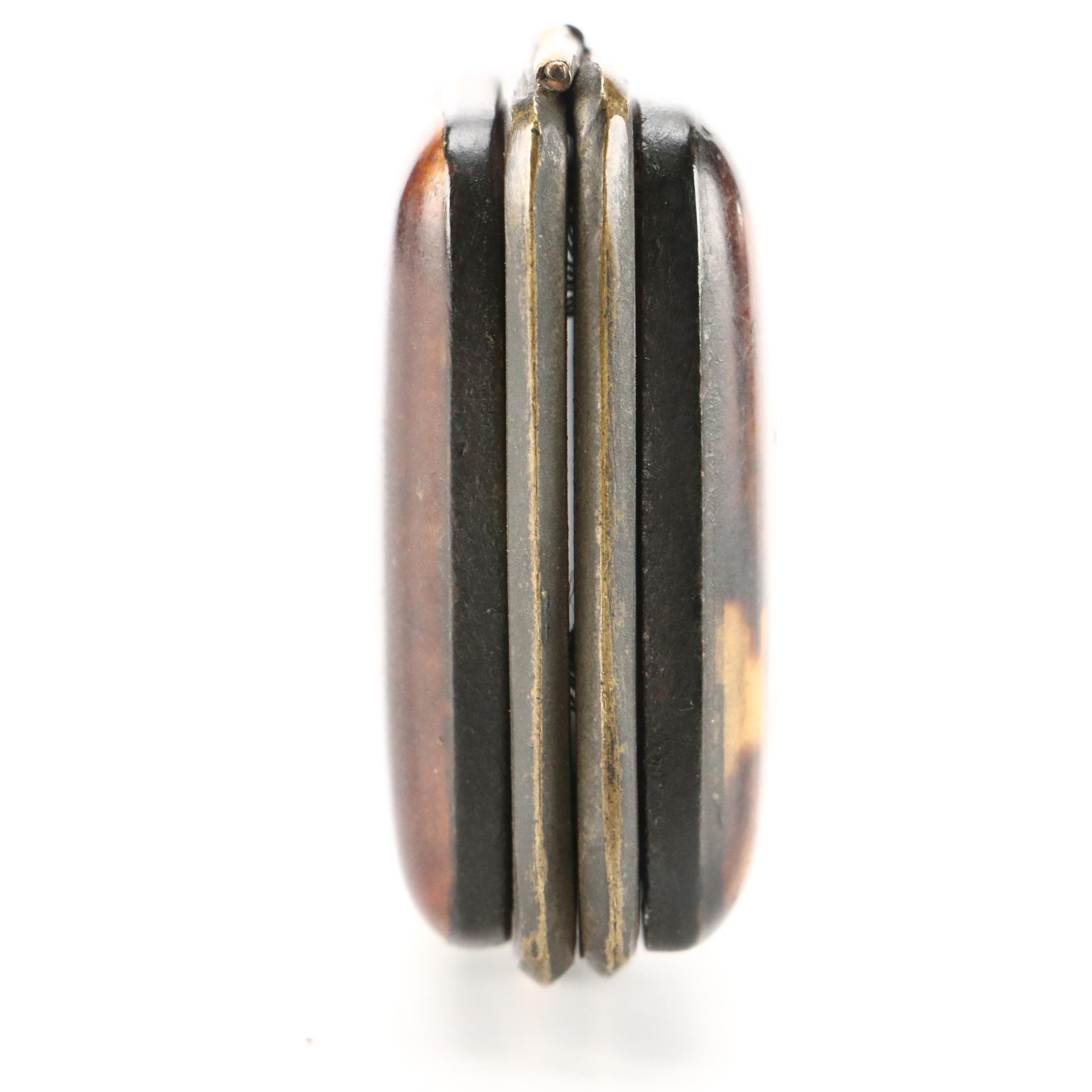 Continental Tortoiseshell and Silver Foliate Inlay Hinged Box, Antique