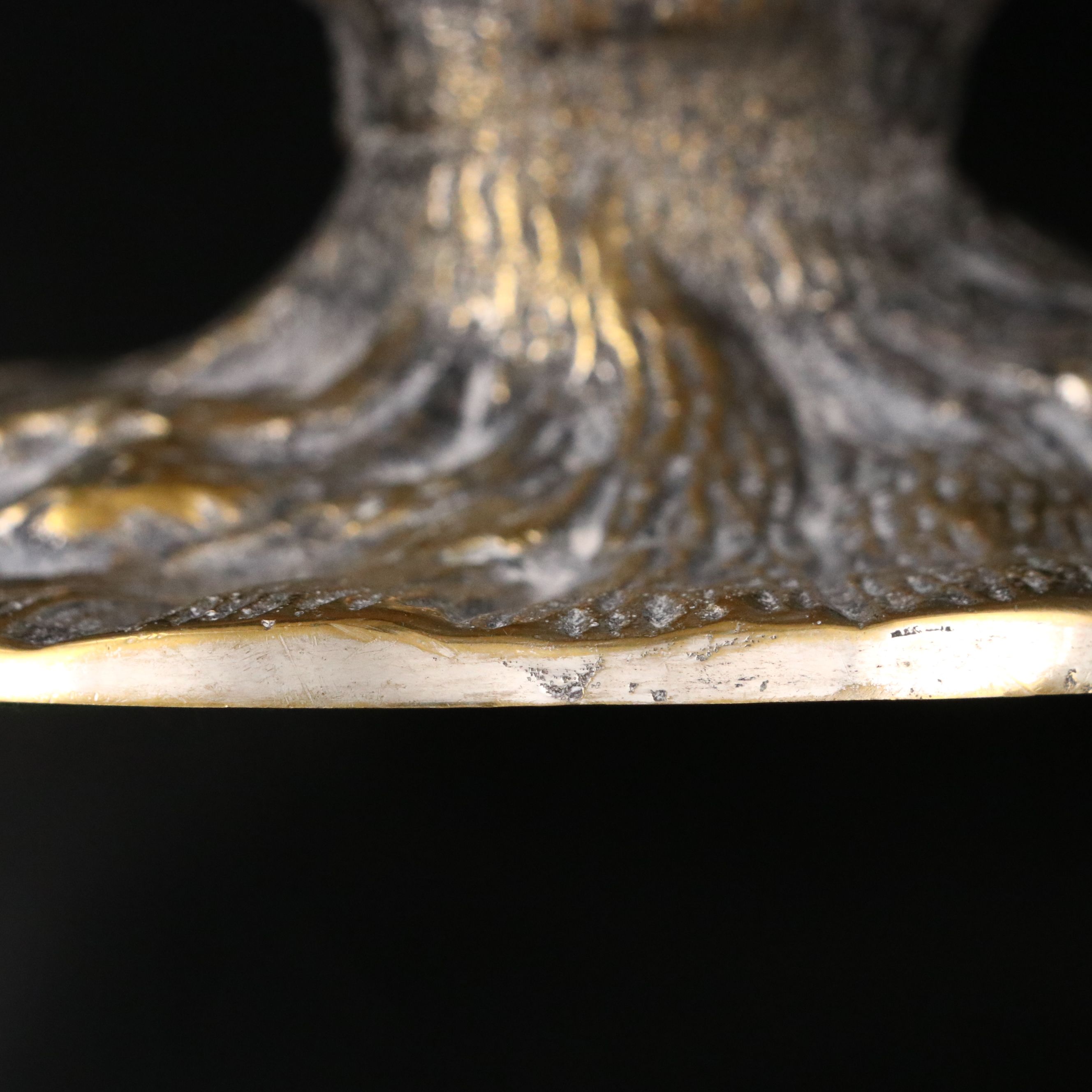 Stag Head Handled Hammered Metal Bowl