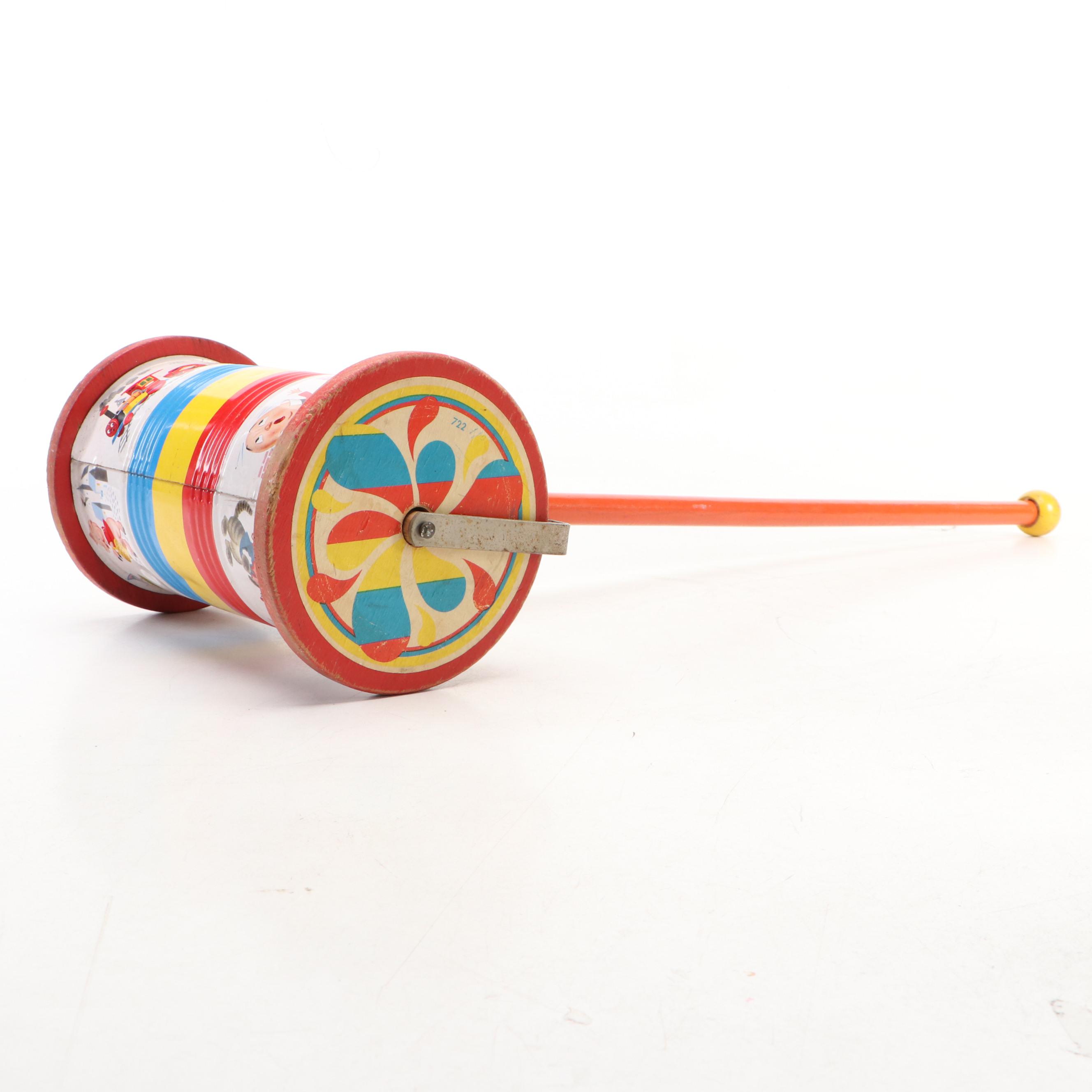 Fisher-Price Musical Push Chime and the Cackling Hen Pull Toys, Mid-20th Century