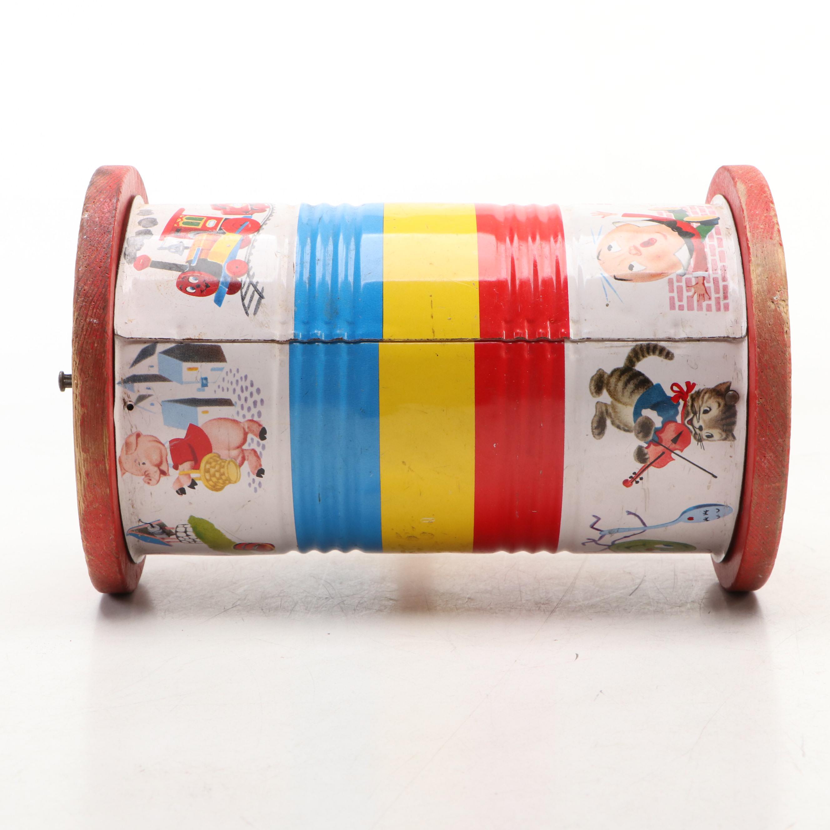 Fisher-Price Musical Push Chime and the Cackling Hen Pull Toys, Mid-20th Century