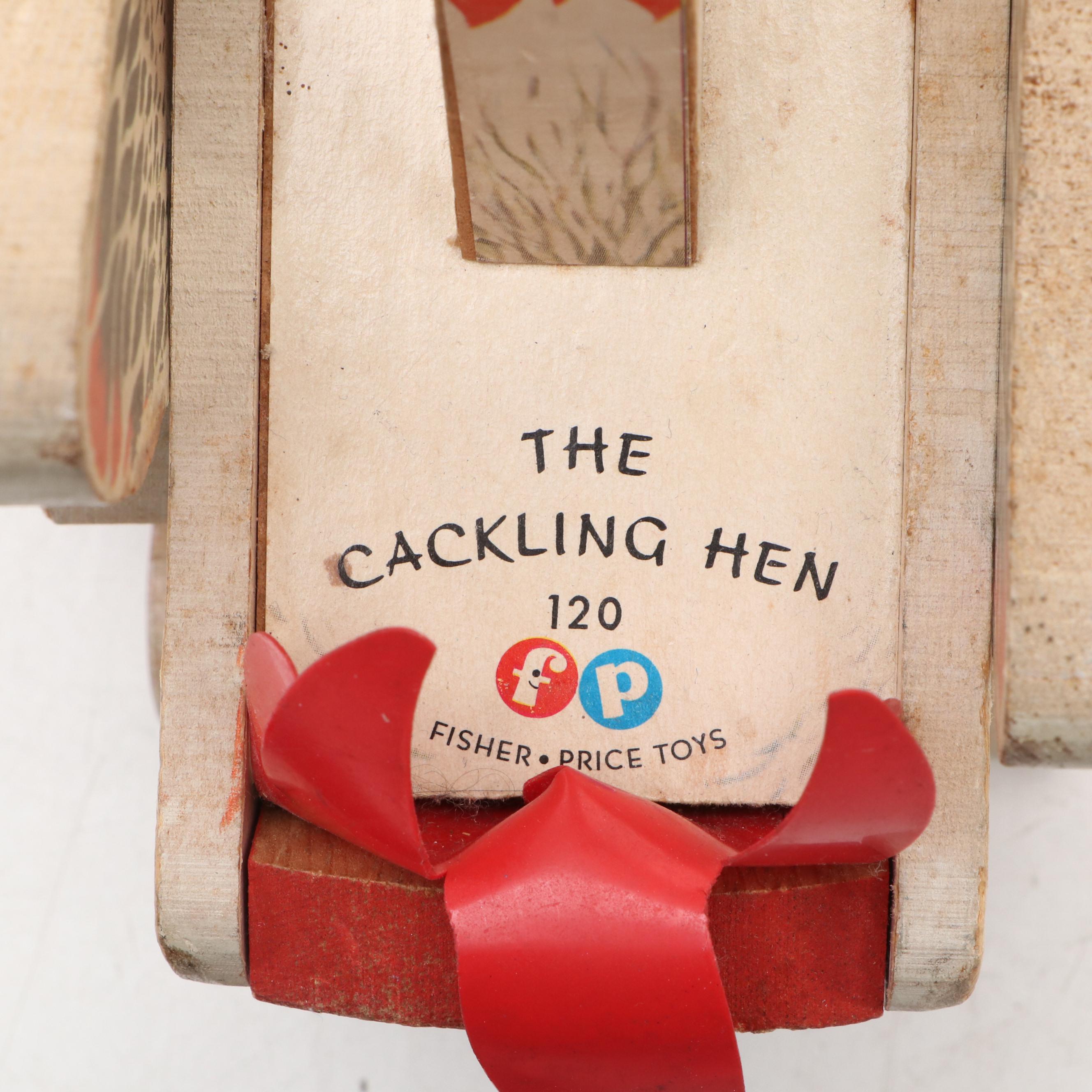 Fisher-Price Musical Push Chime and the Cackling Hen Pull Toys, Mid-20th Century
