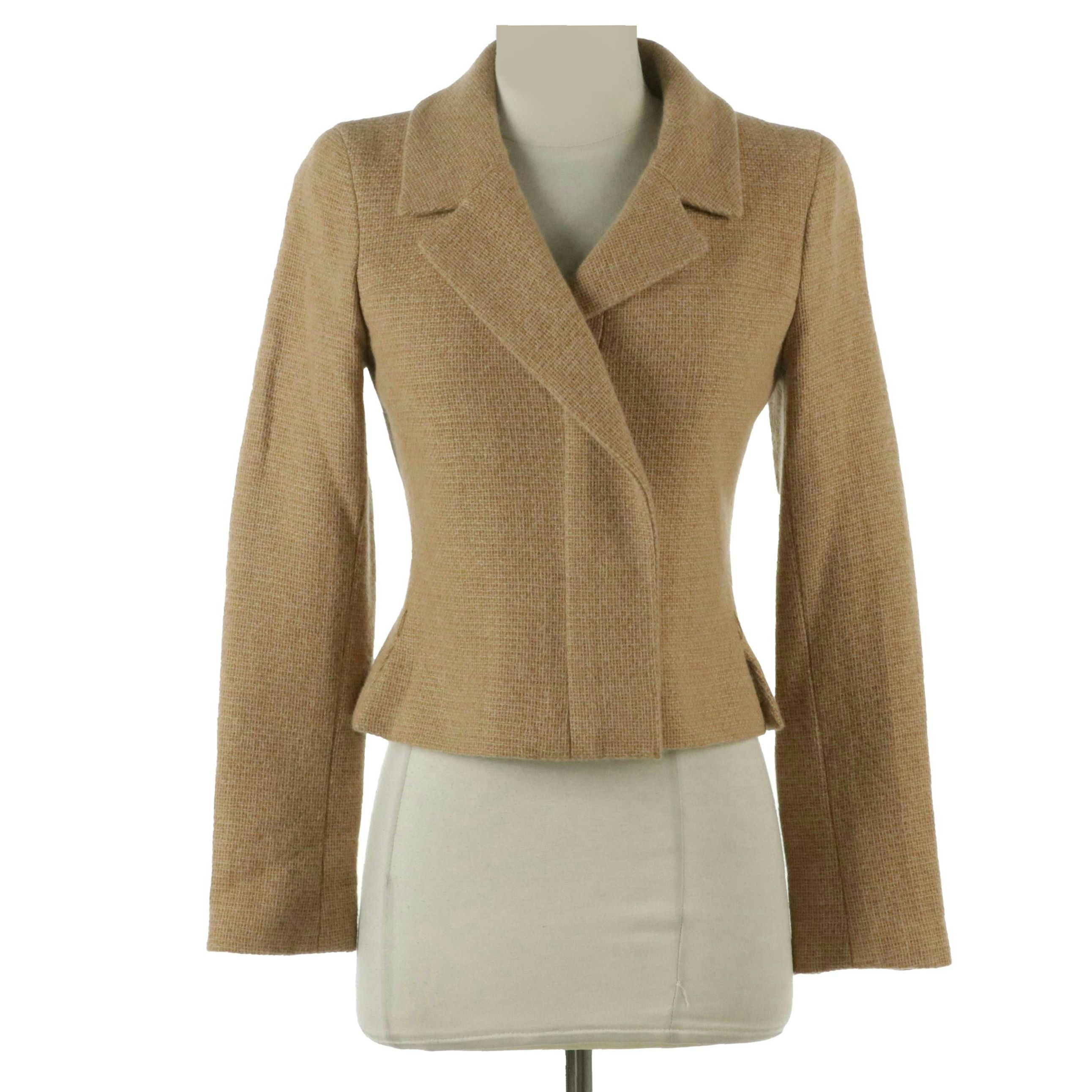 Chanel Beige Cashmere Cropped Zip Blazer