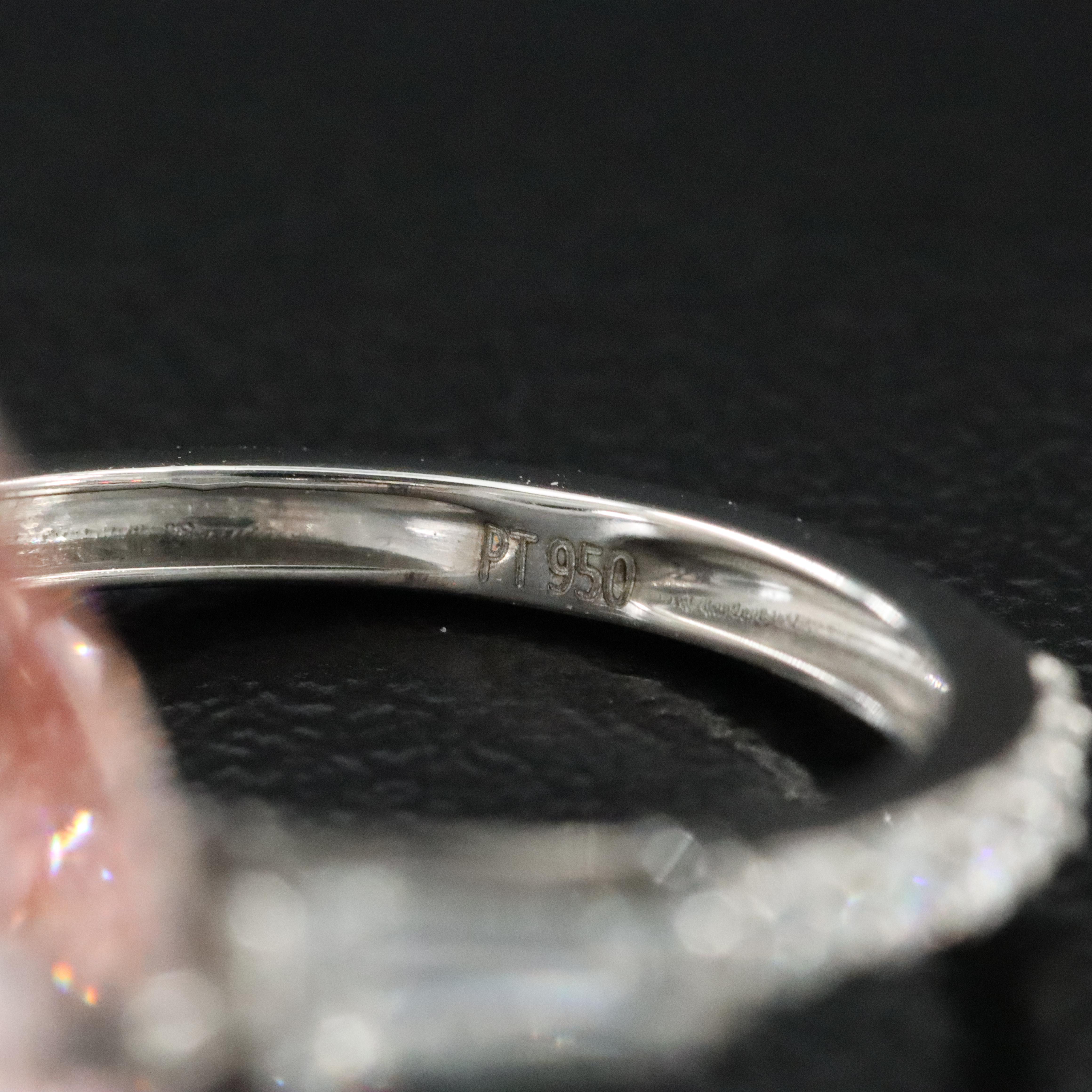 Platinum 4.26 CTW Lab Grown Diamond Ring with Fancy Pink Center and IGI Report