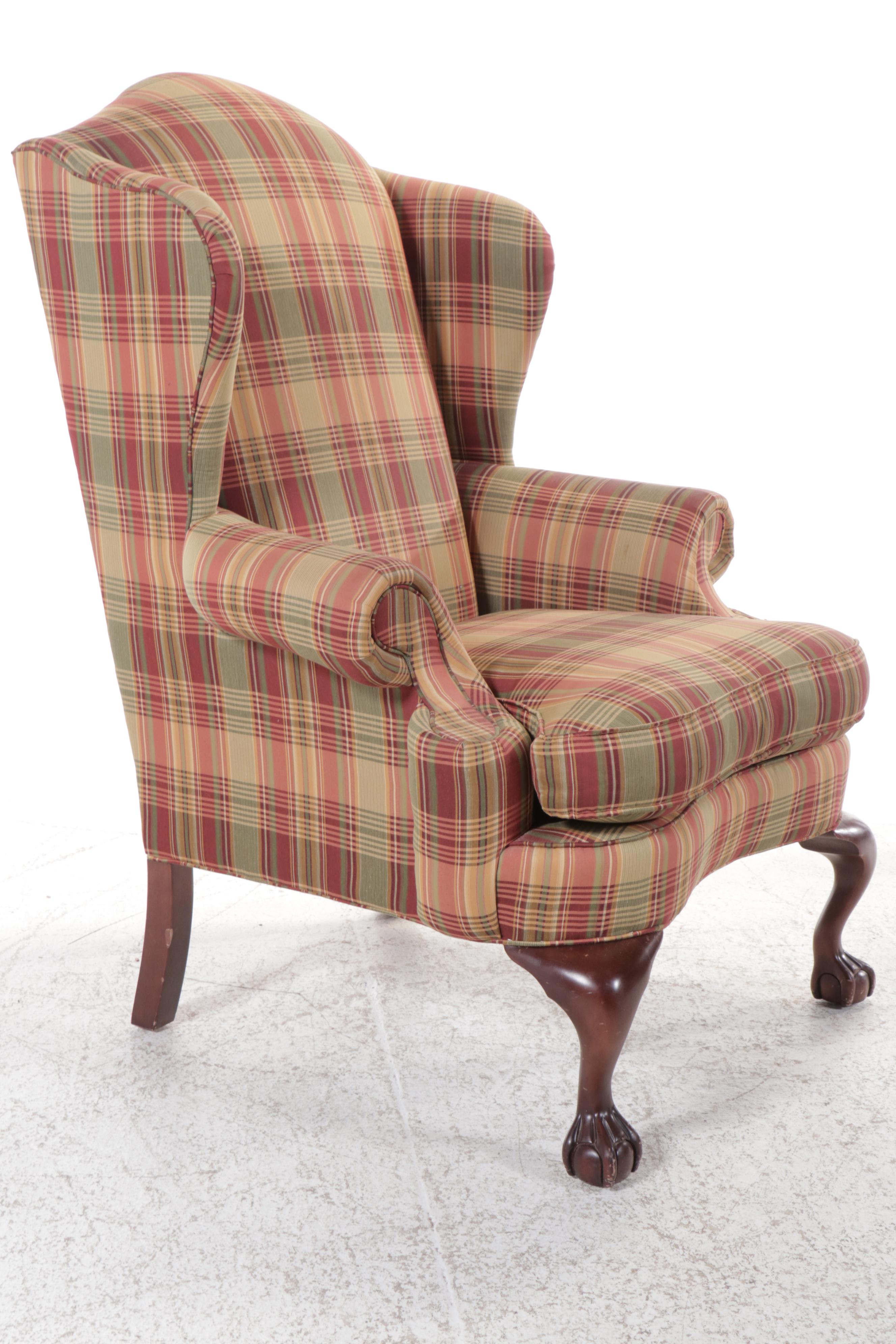 Huntington House Chippendale Style Paw Foot Wingback Chair