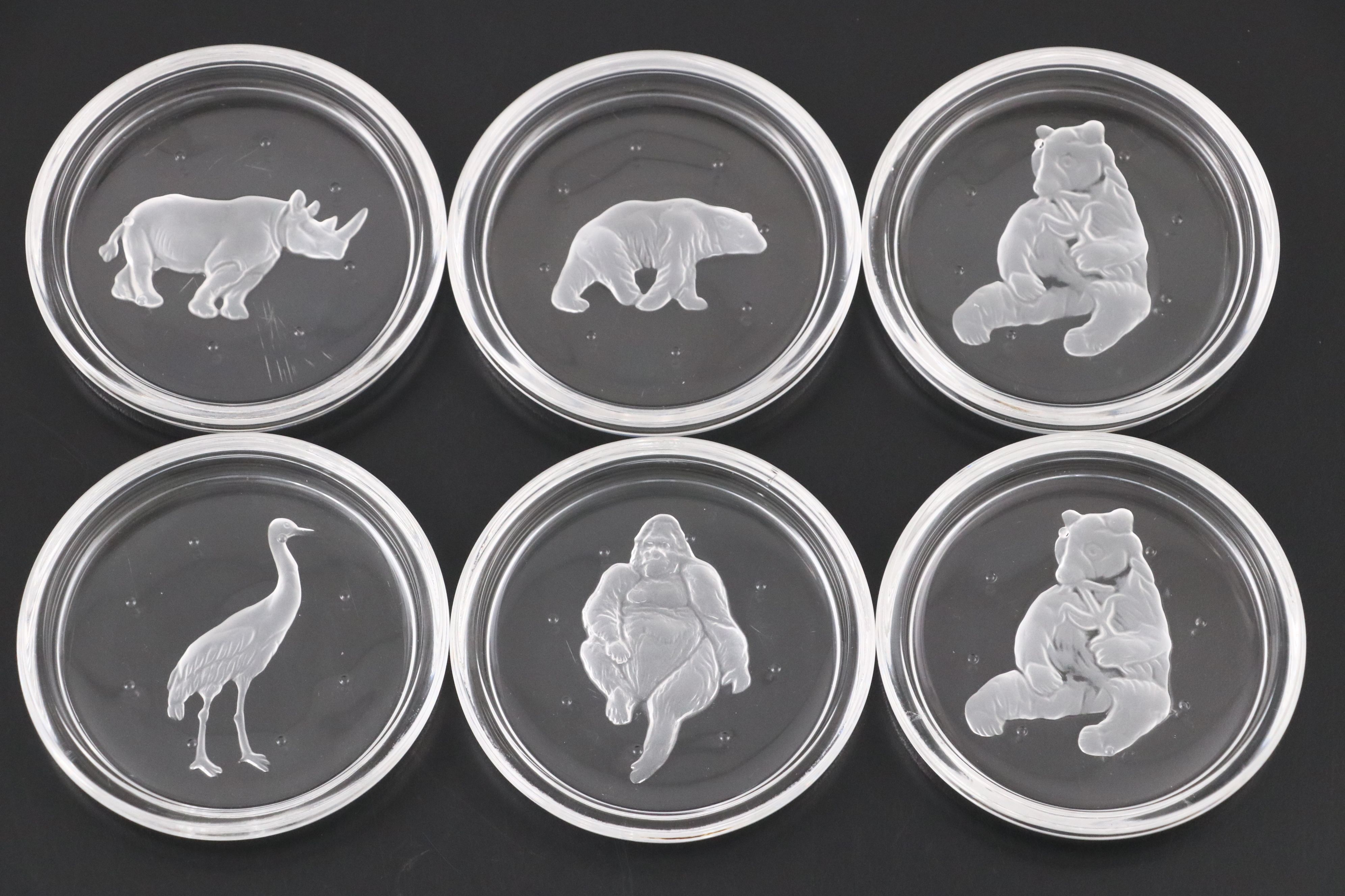 Val St. Lambert Crystal Animal Coasters
