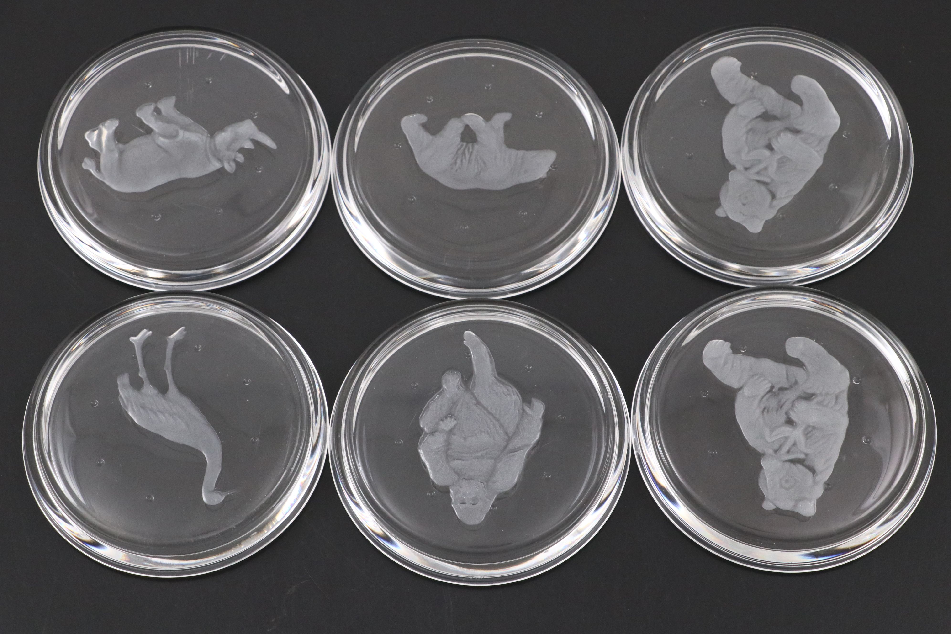 Val St. Lambert Crystal Animal Coasters
