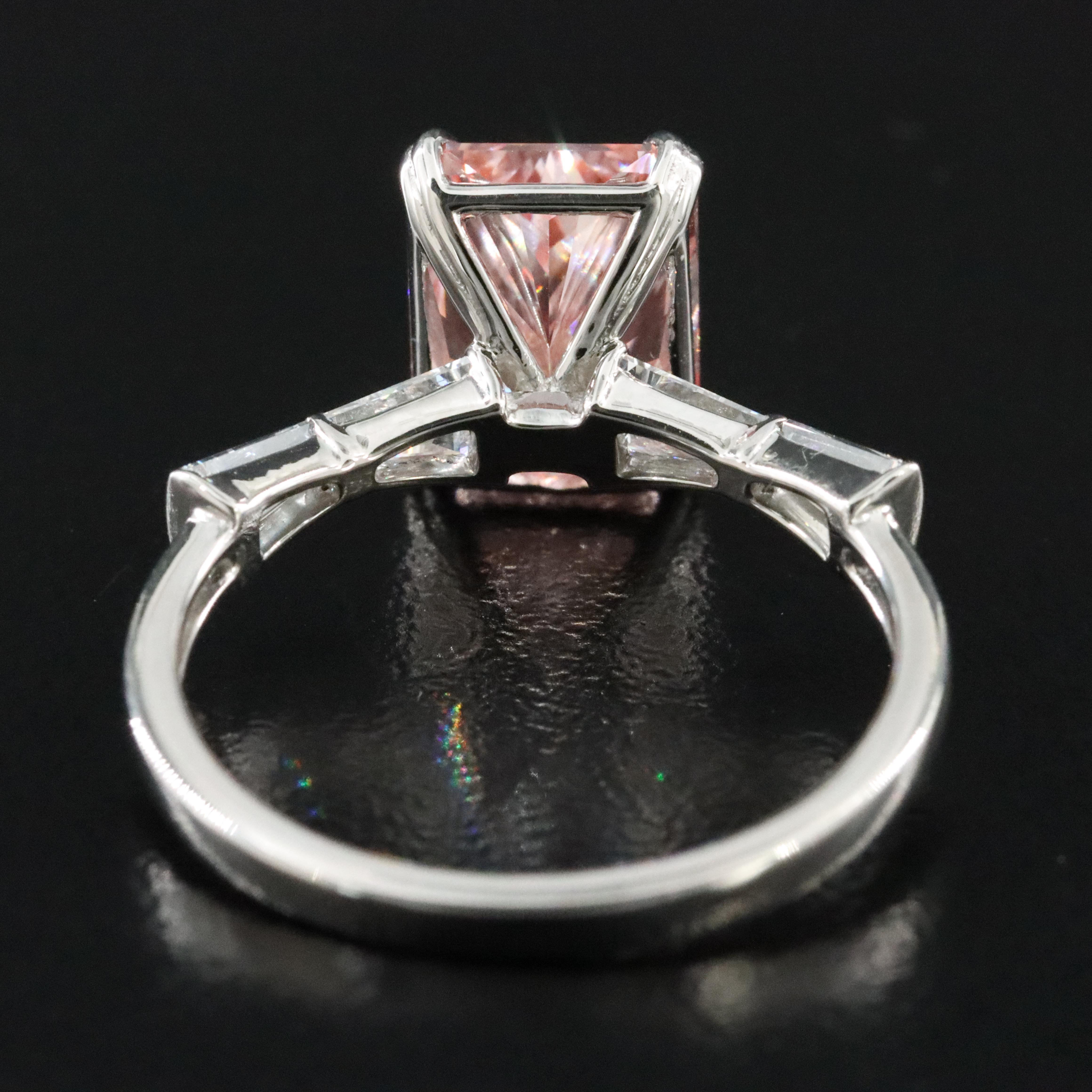 Platinum 3.89 CTW Lab Grown Diamond Ring with Fancy Pink Center & an IGI Report