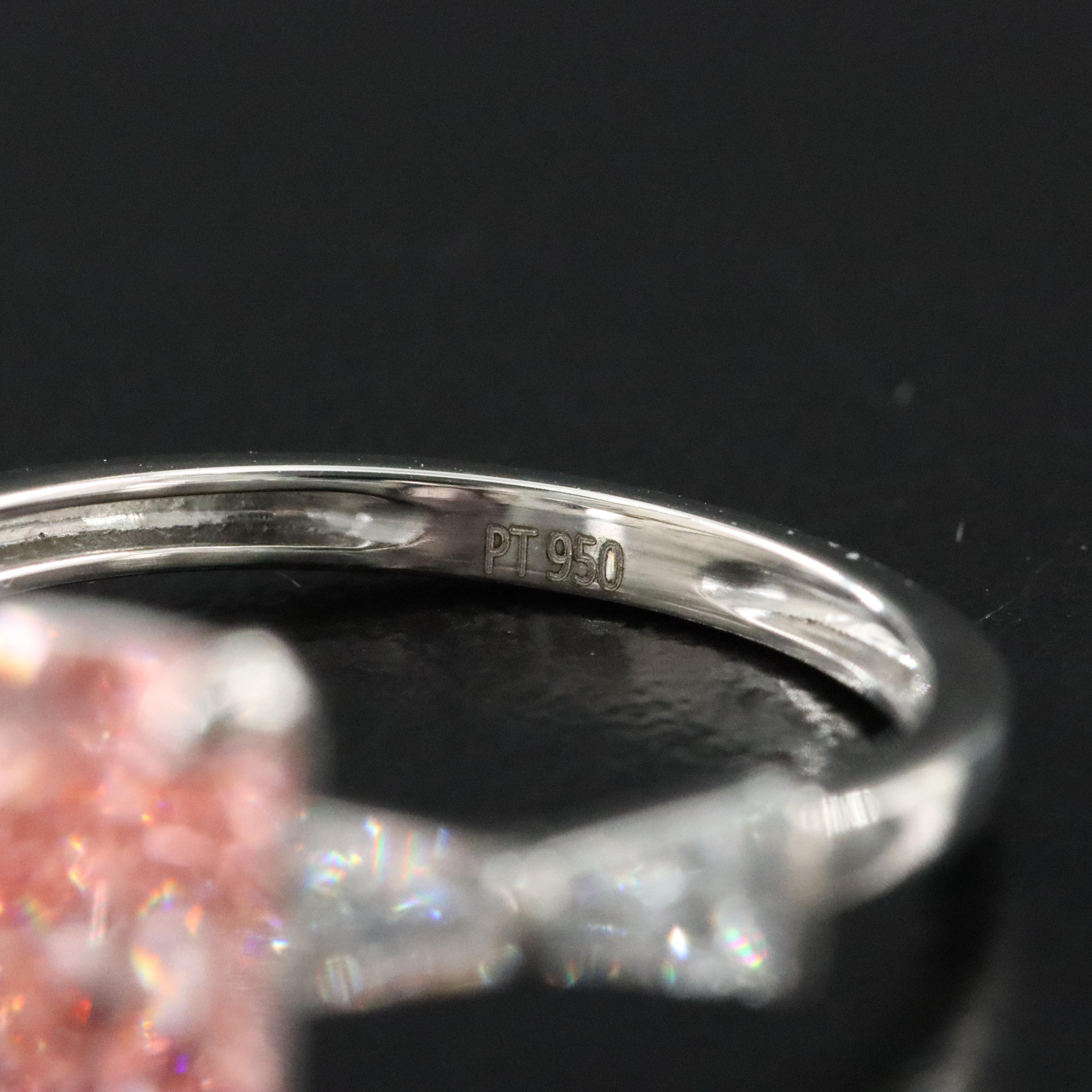 Platinum 3.89 CTW Lab Grown Diamond Ring with Fancy Pink Center & an IGI Report