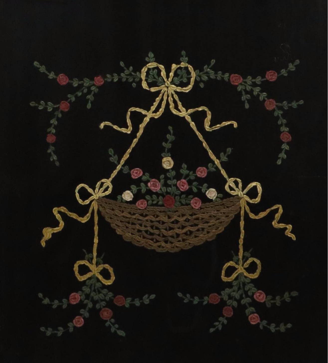 Chippendale Style Glass Covered Embroidered Fireplace Screen