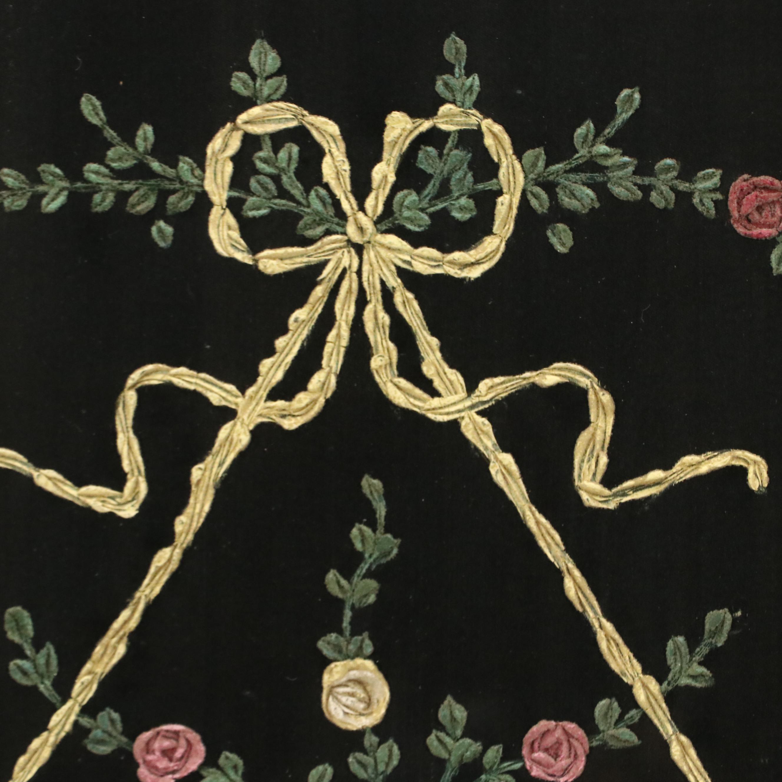 Chippendale Style Glass Covered Embroidered Fireplace Screen