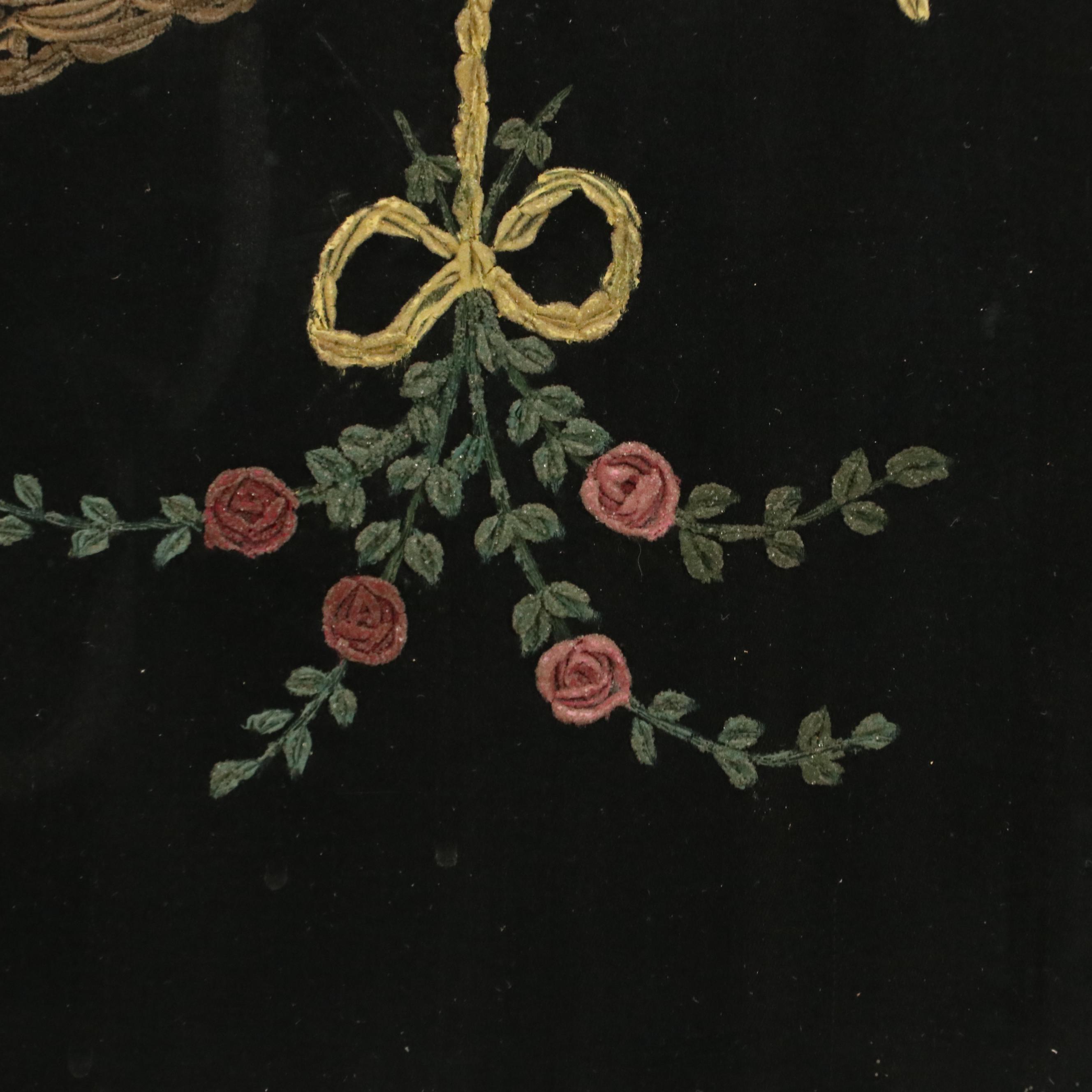 Chippendale Style Glass Covered Embroidered Fireplace Screen