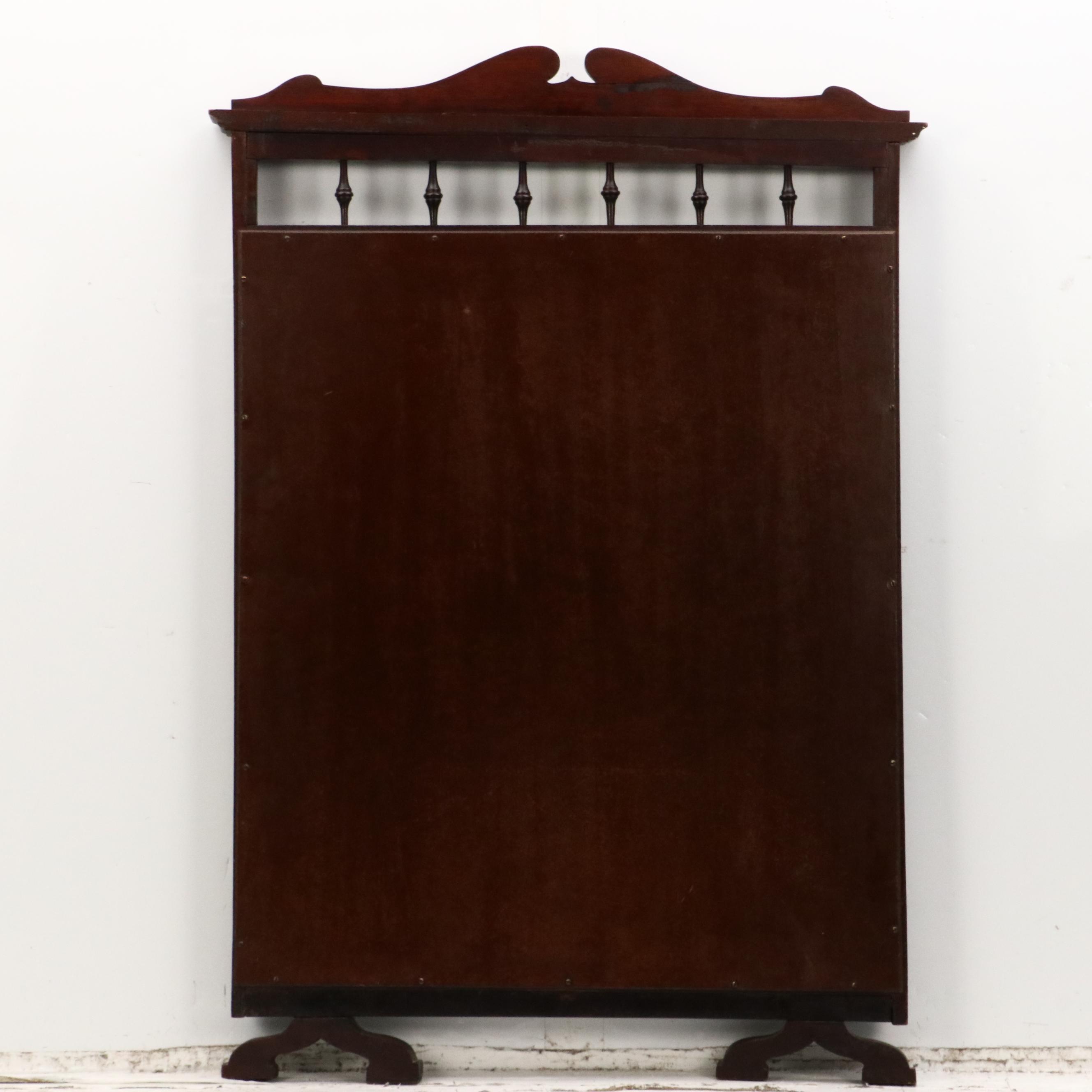 Chippendale Style Glass Covered Embroidered Fireplace Screen