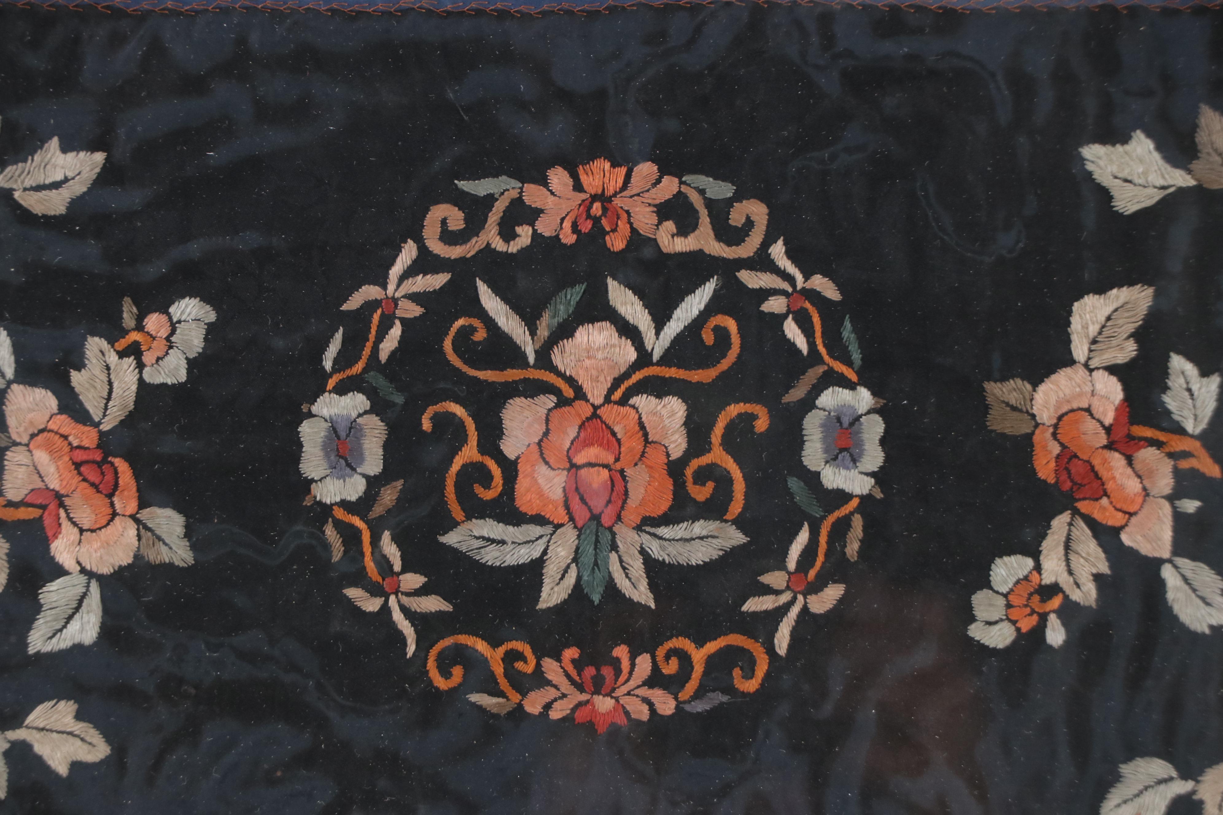 Chinese Qing Dynasty Embroidered Silk Panel, 19th Century