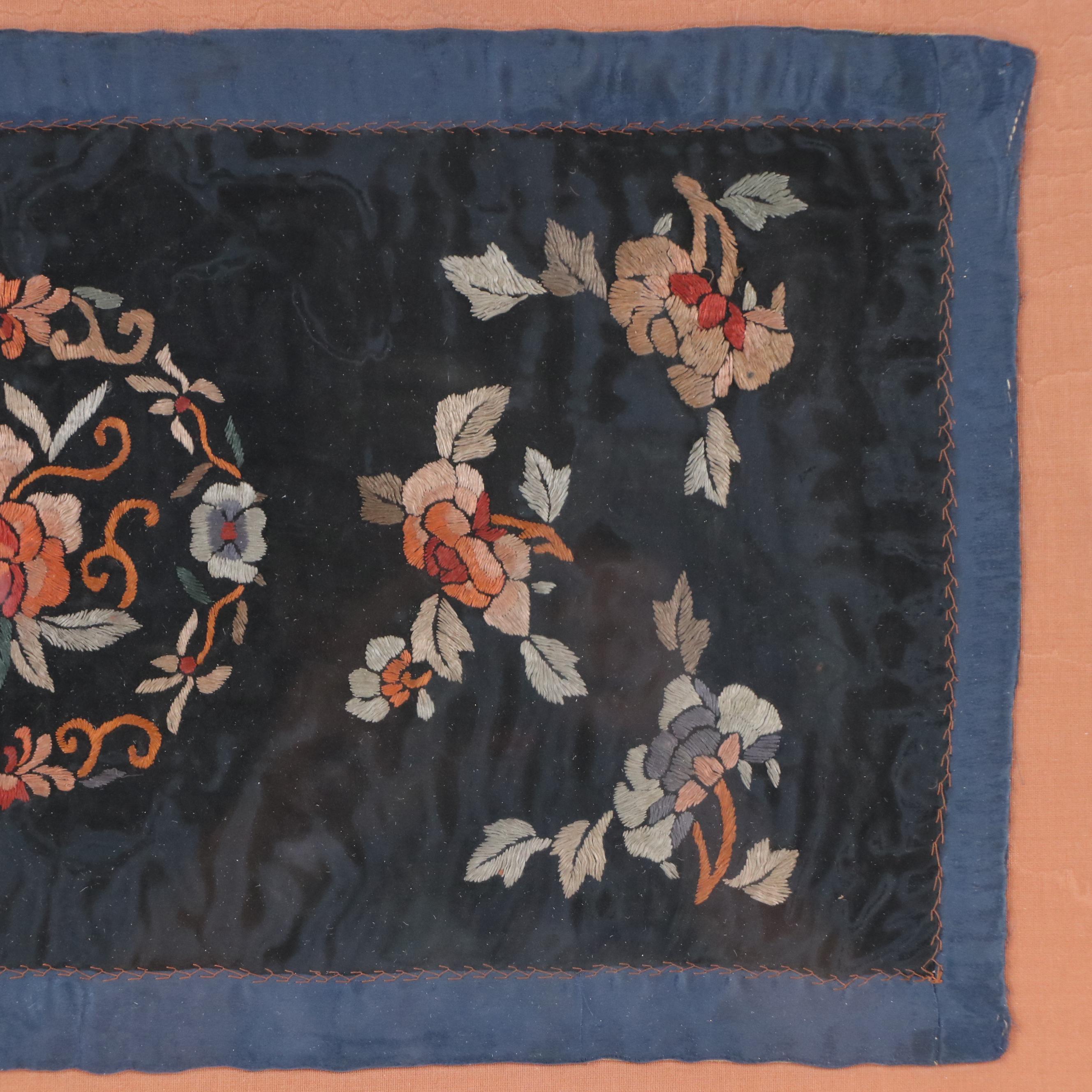 Chinese Qing Dynasty Embroidered Silk Panel, 19th Century