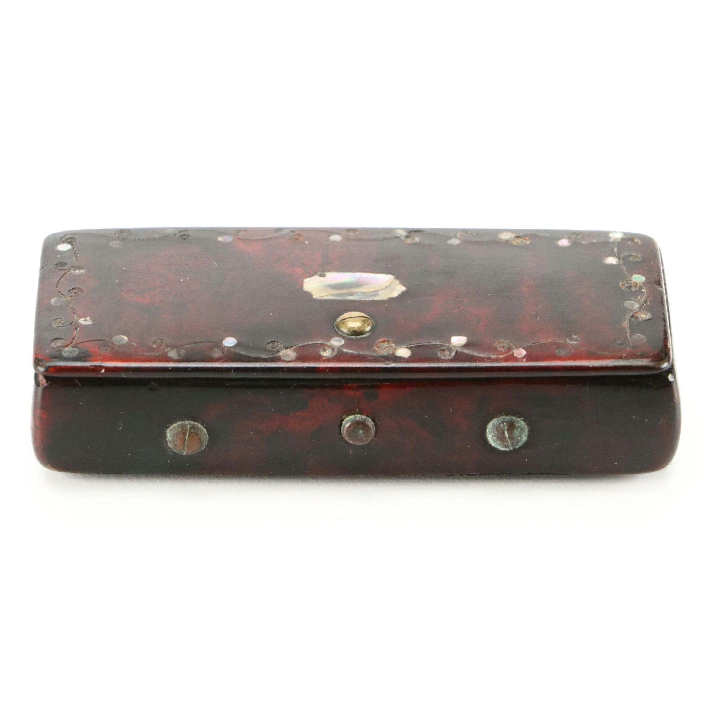 Continental Victorian Abalone and Tortoiseshell Snuffbox