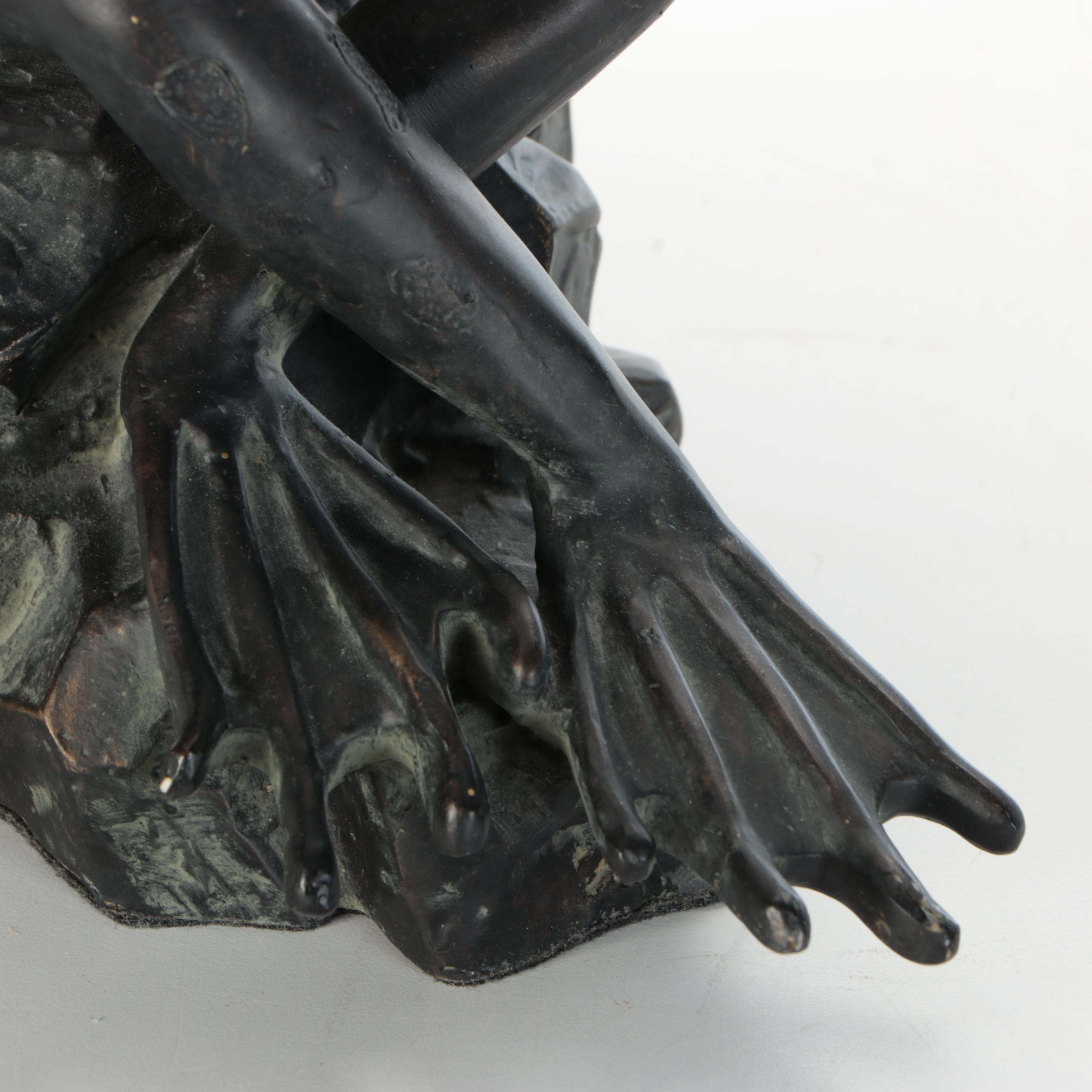 Chinese Flute Playing Frog Figural Table Lamp