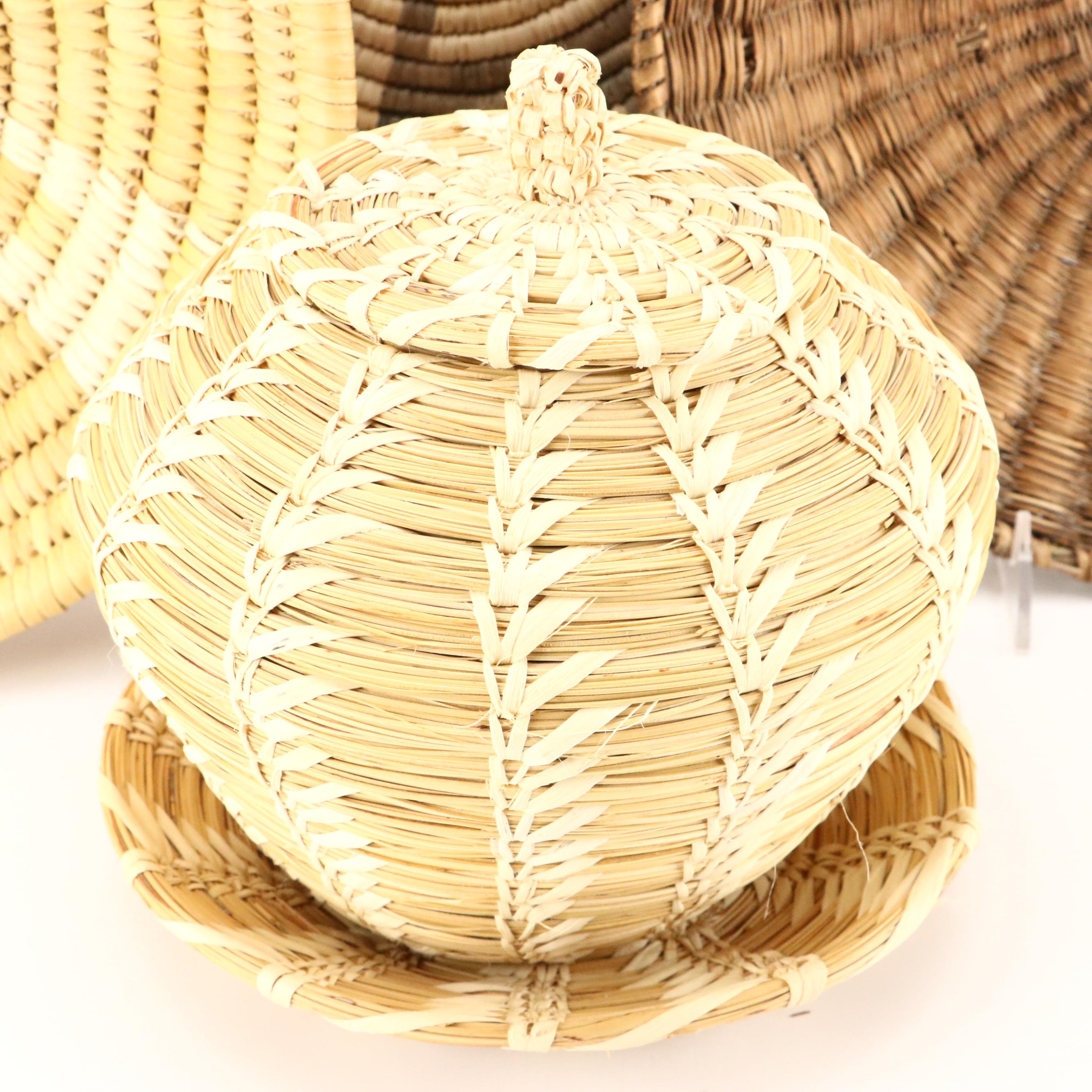 Southwestern Tohono O'odham and Other Native American Handwoven Yucca Baskets