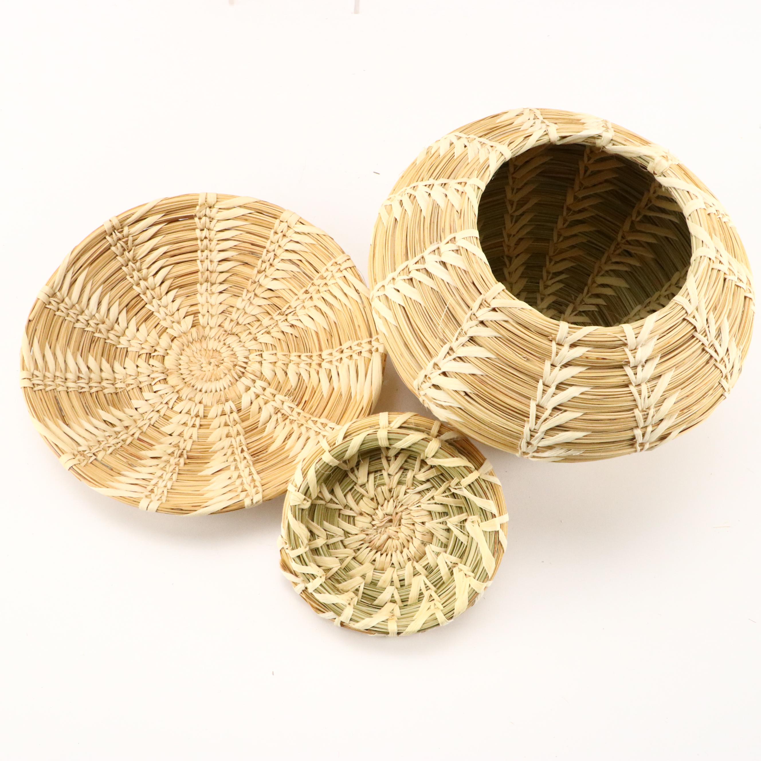 Southwestern Tohono O'odham and Other Native American Handwoven Yucca Baskets