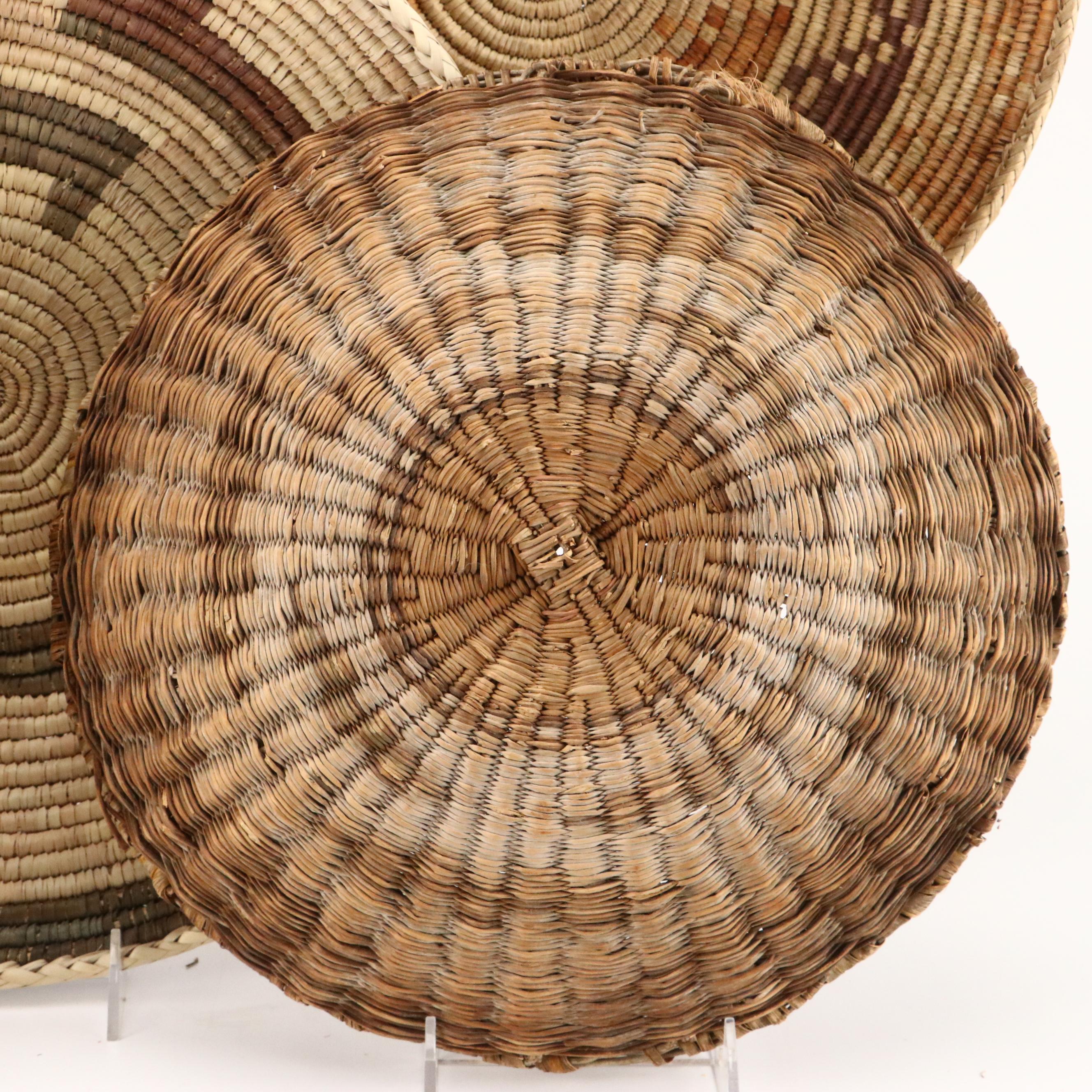 Southwestern Tohono O'odham and Other Native American Handwoven Yucca Baskets