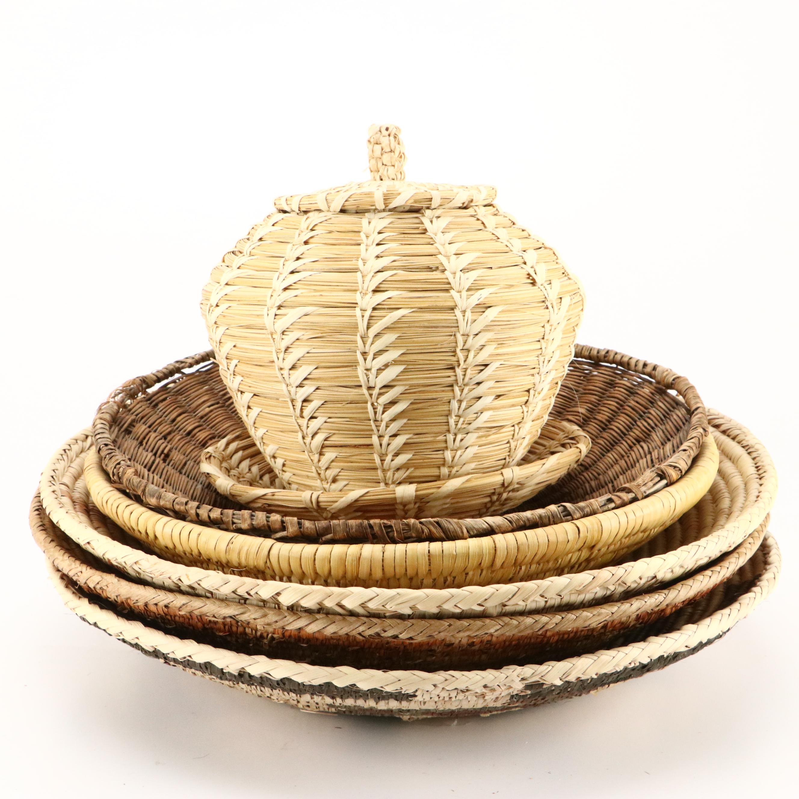 Southwestern Tohono O'odham and Other Native American Handwoven Yucca Baskets
