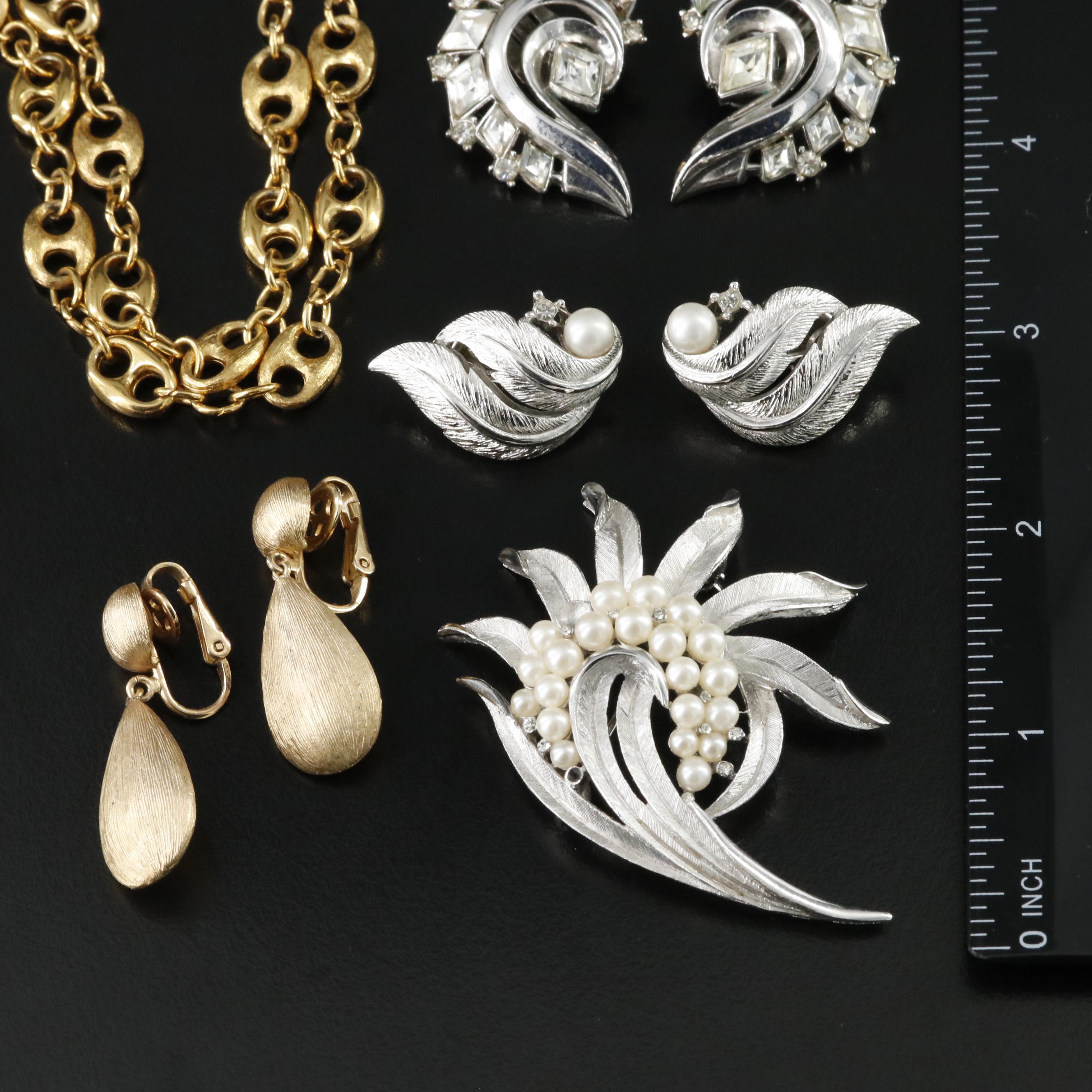 Vintage Trifari & Crown Trifari Rhinestone & Imitation Pearl Jewelry Collection