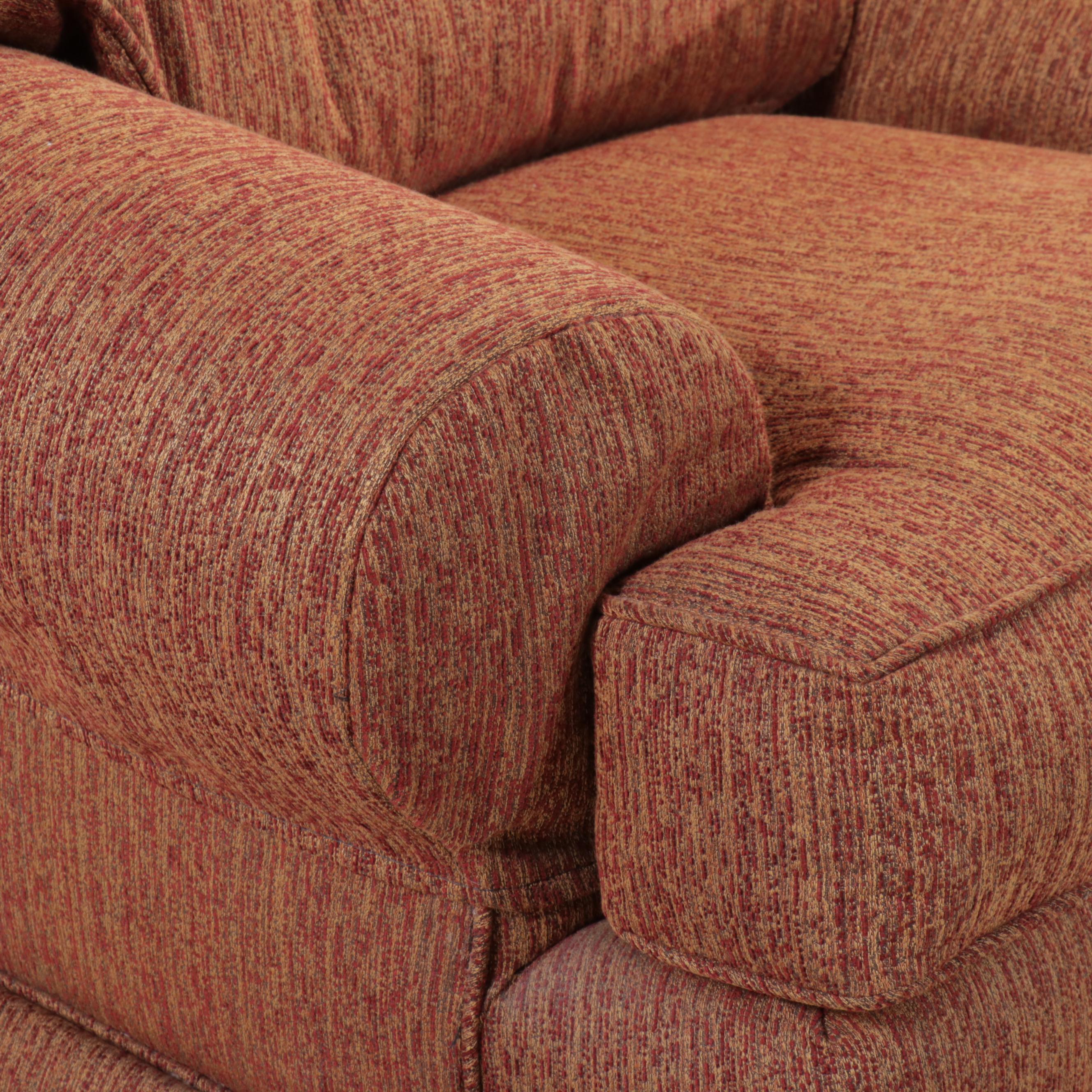 Contemporary Fabric Upholstered Armchair and Ottoman