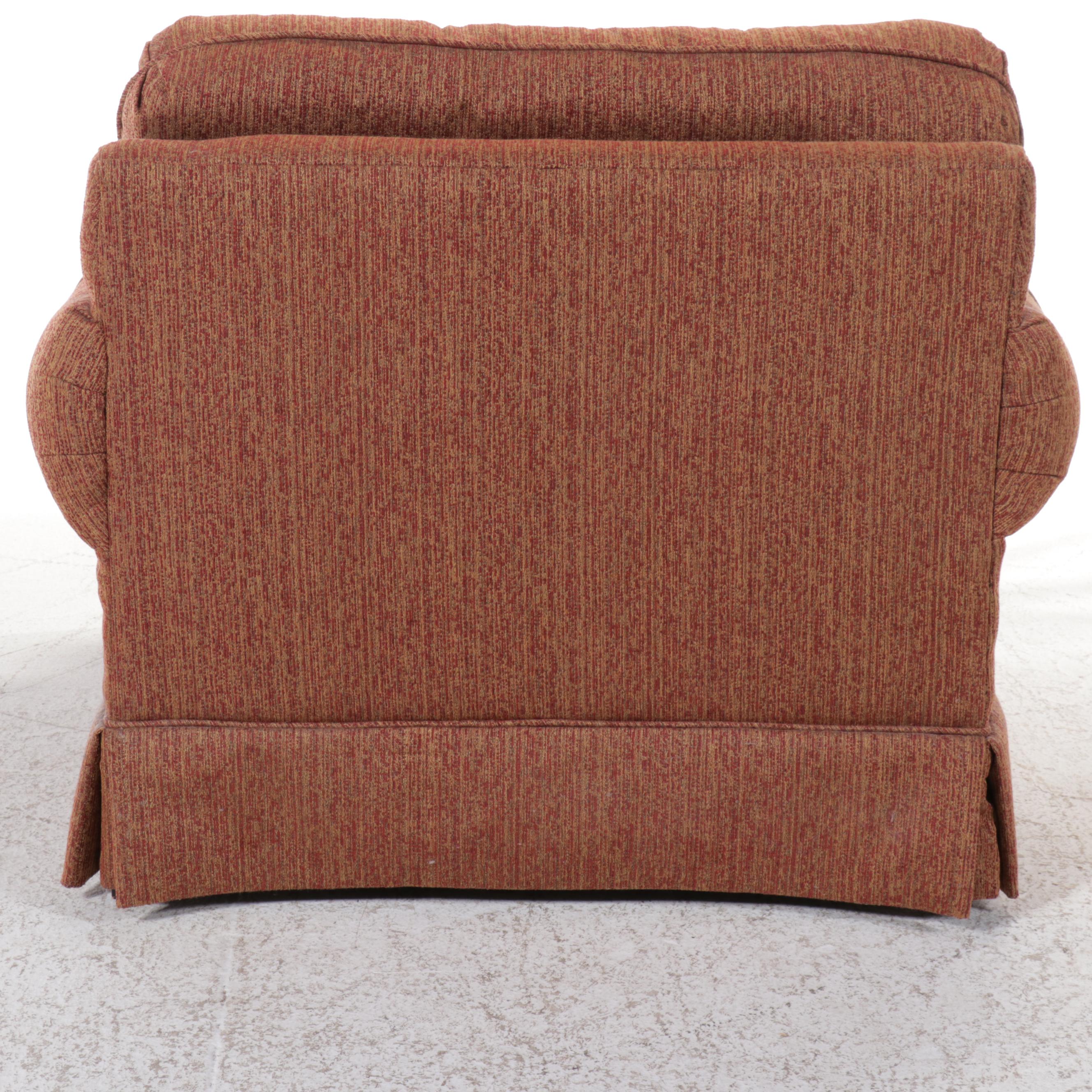 Contemporary Fabric Upholstered Armchair and Ottoman
